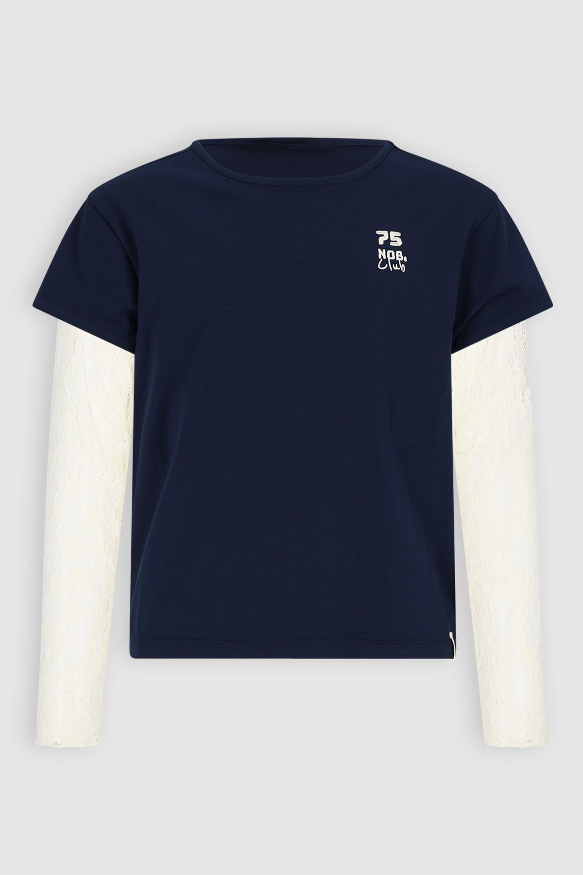 Kase Tshirt met kanten mouwen Donkerblauw