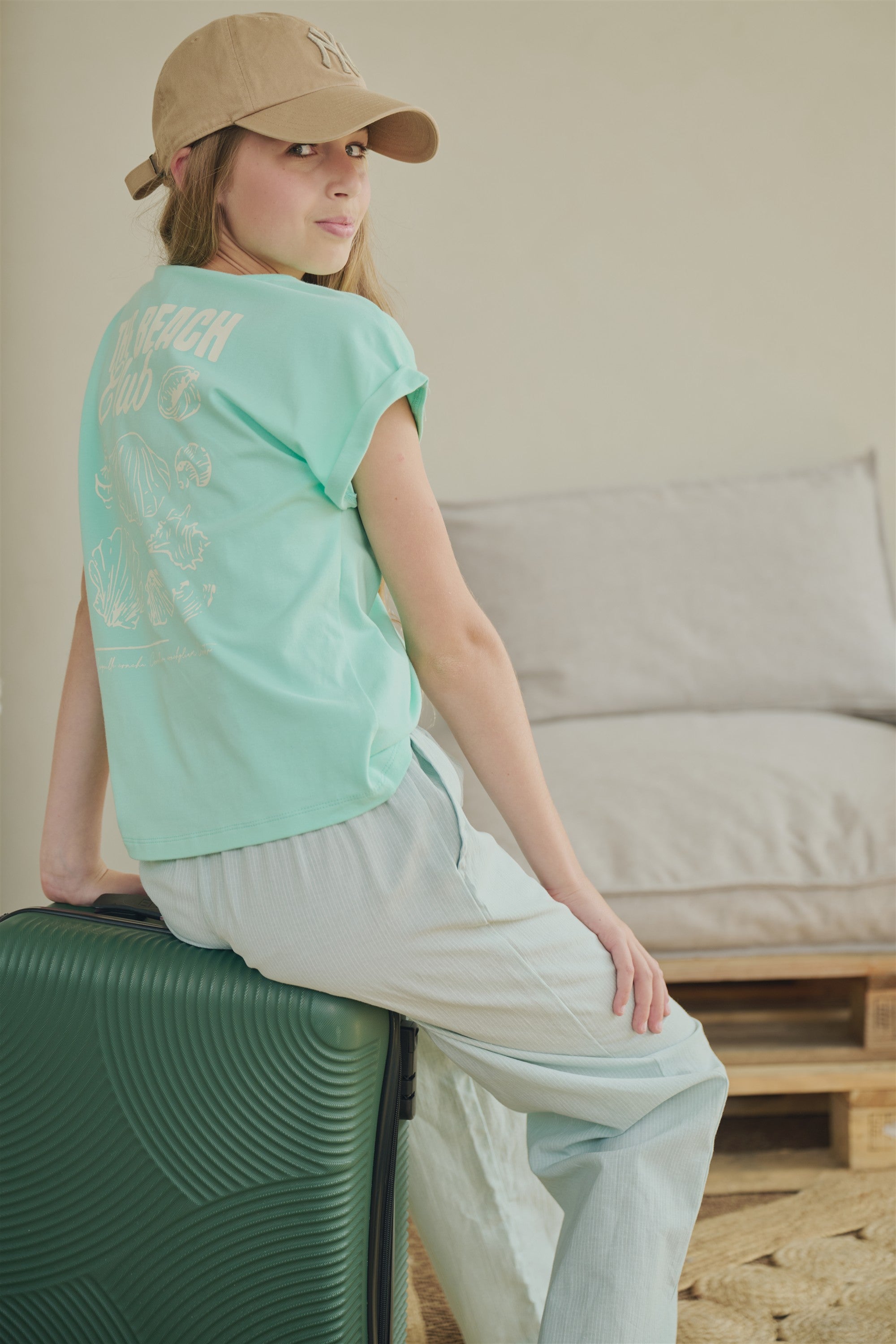 Kasis Tshirt grote Rugprint Groen