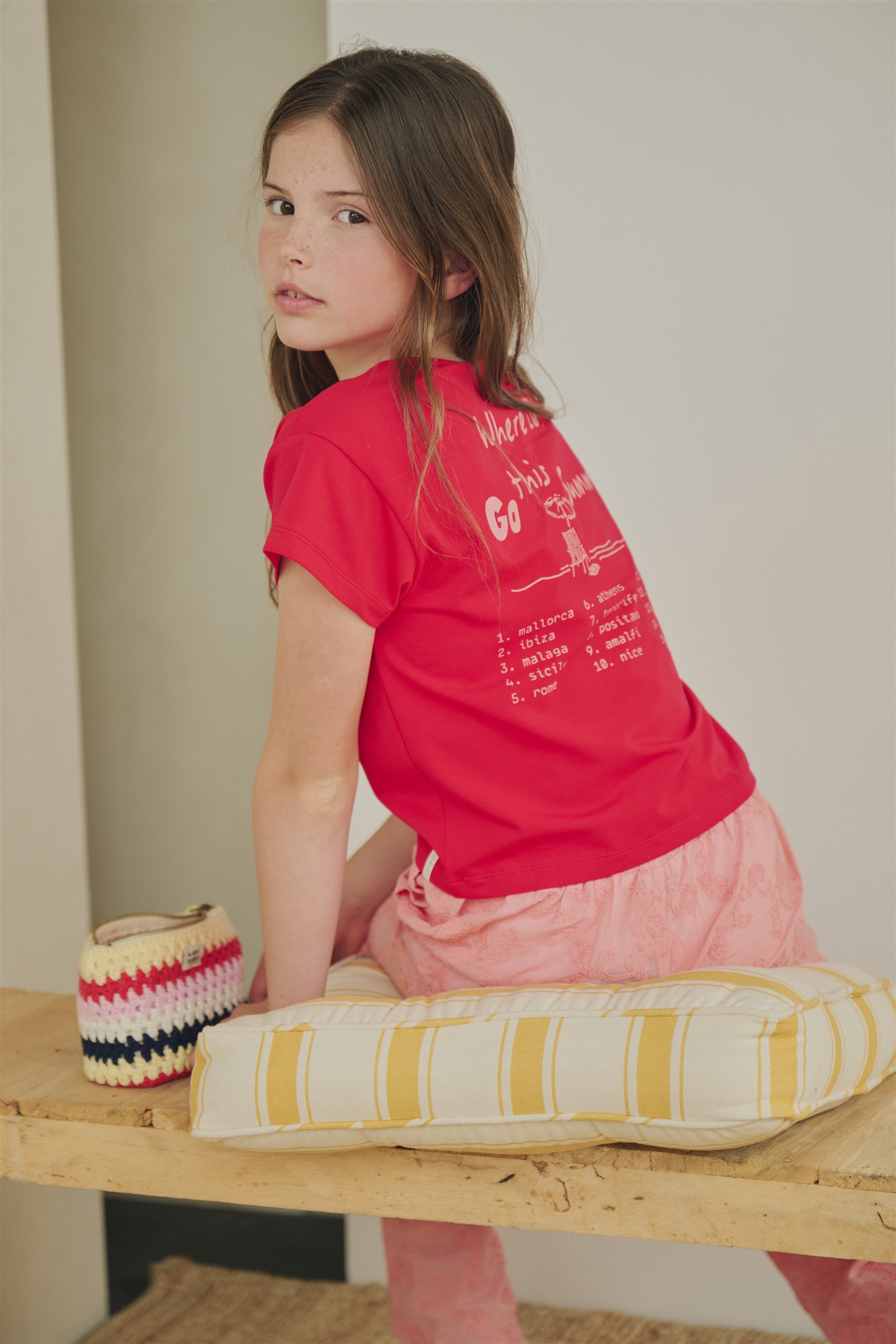 Kase Crop T-shirt with back print Red