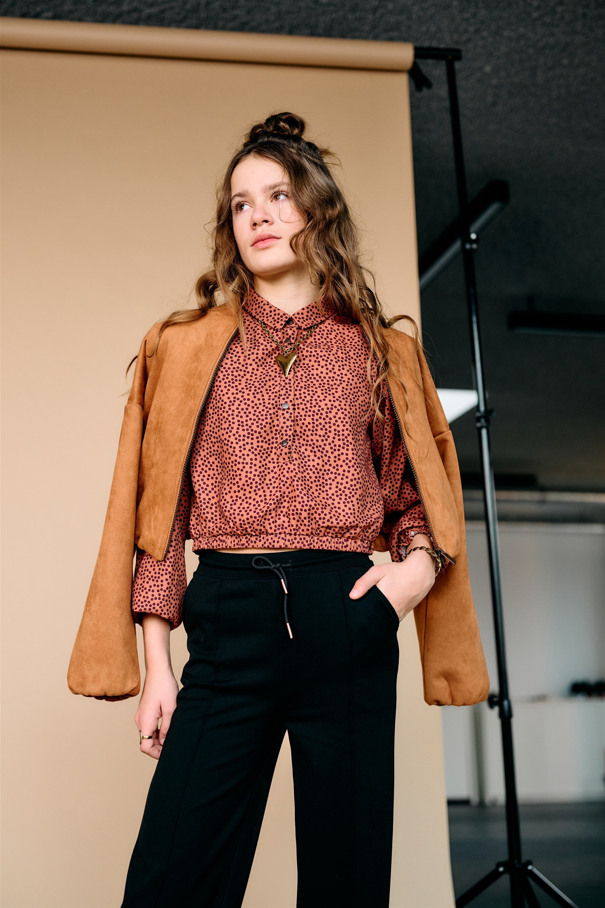 Tilly Stippen Blouse Bruin