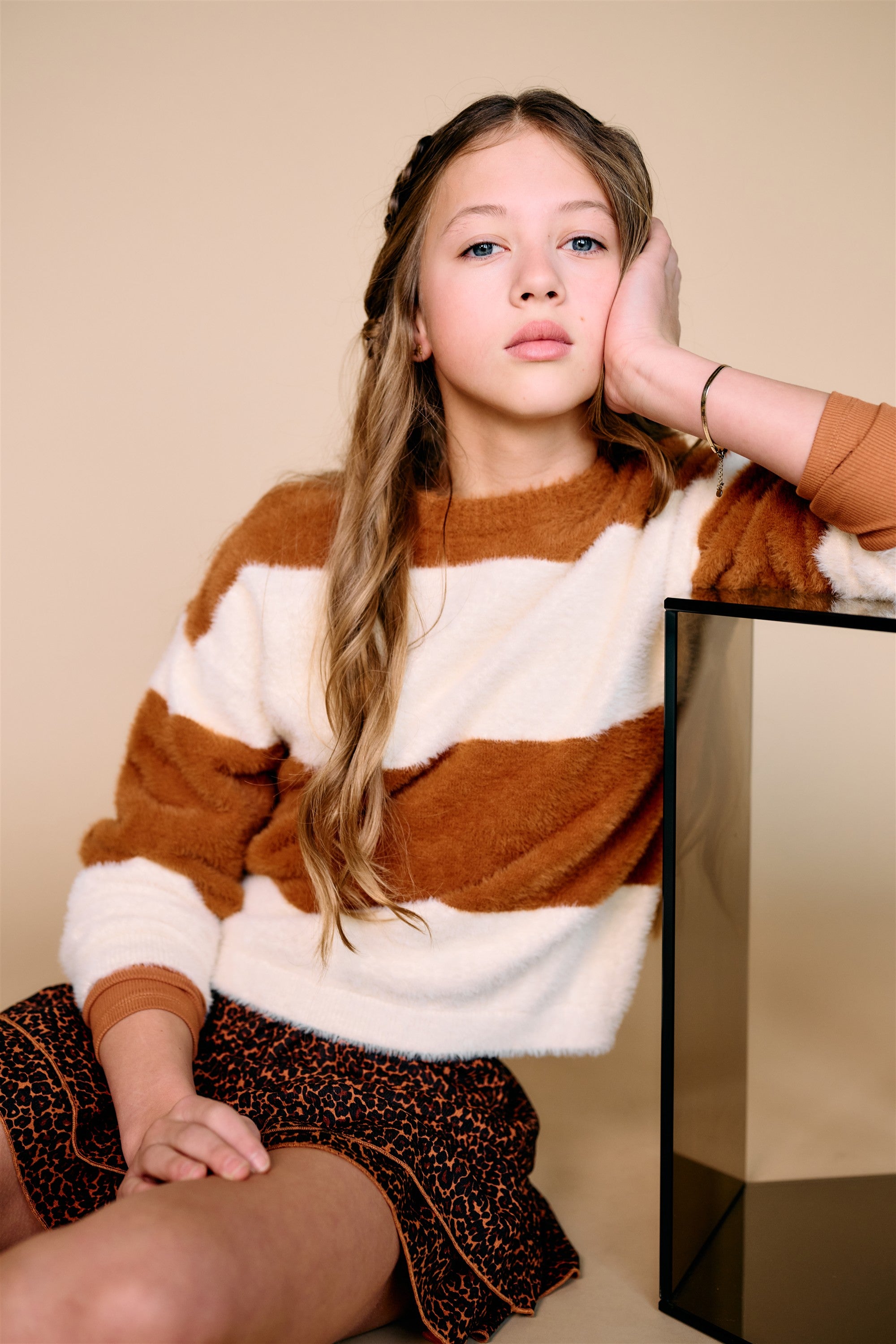 Kate Colorblock Knitted Sweater Brown