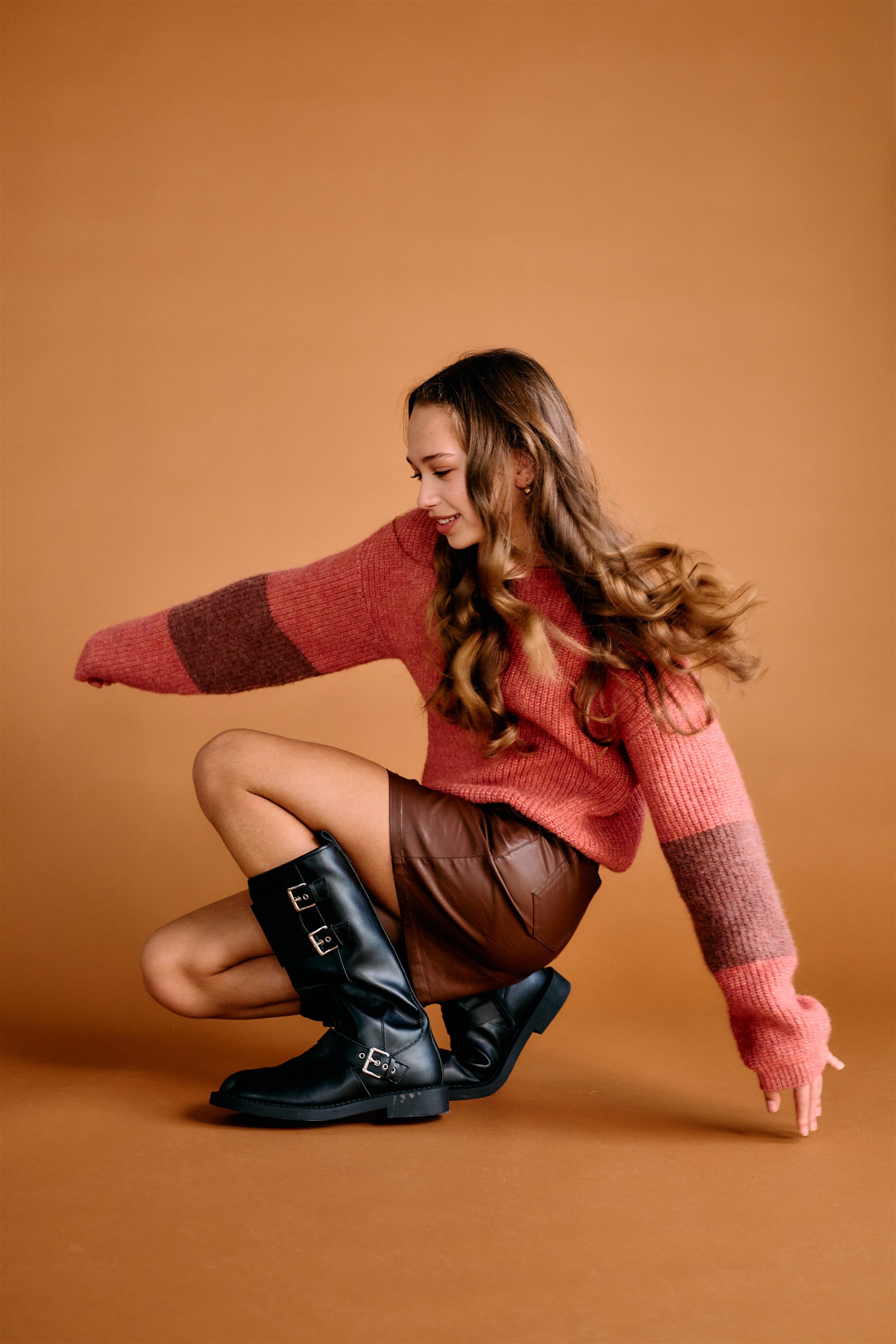 Kathy Melange Gebreide Trui Roodbruin
