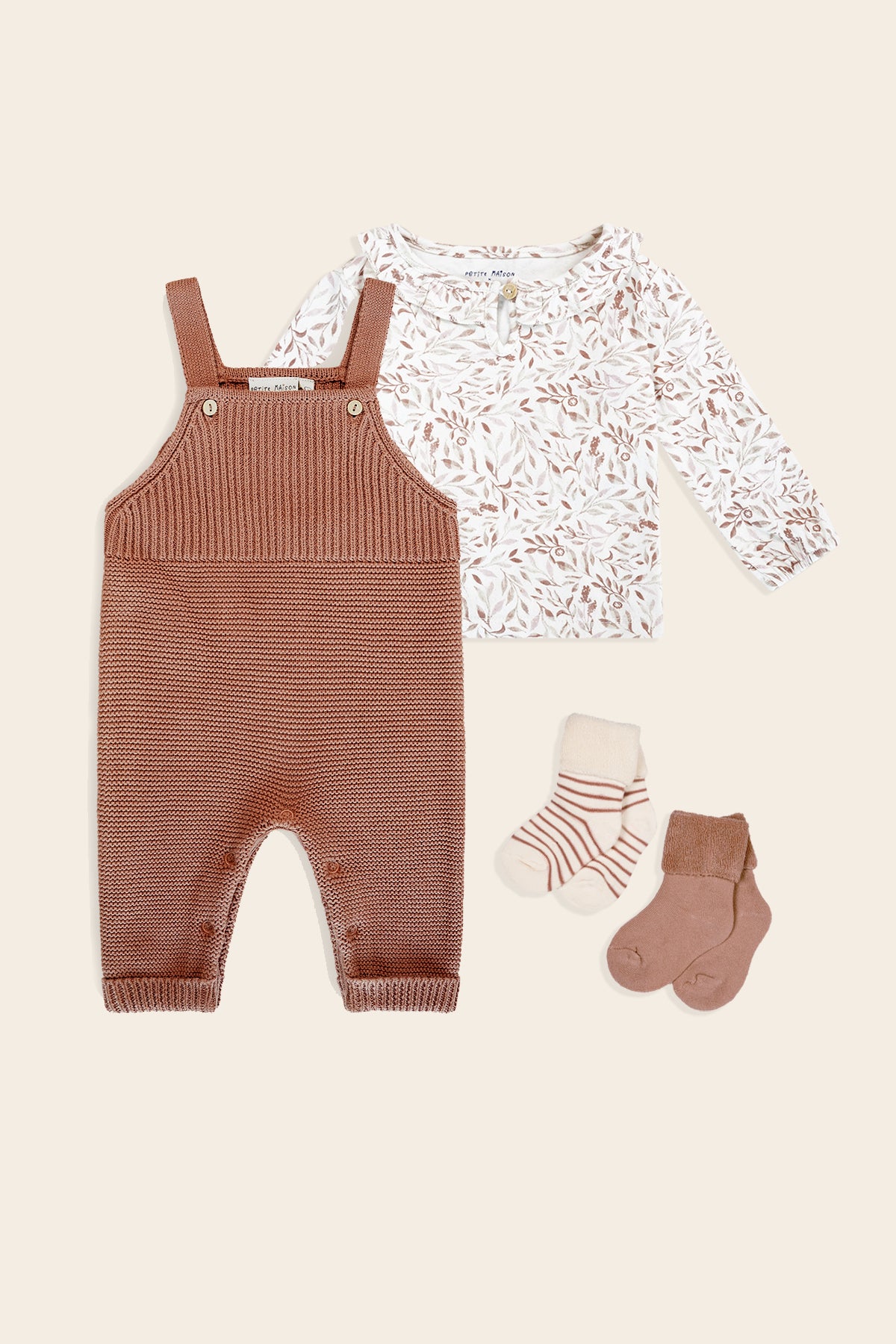 Meisjes Cadeau Set: Seyo gebreide Salopet+Kaya Tshirt+Rocks sokjes