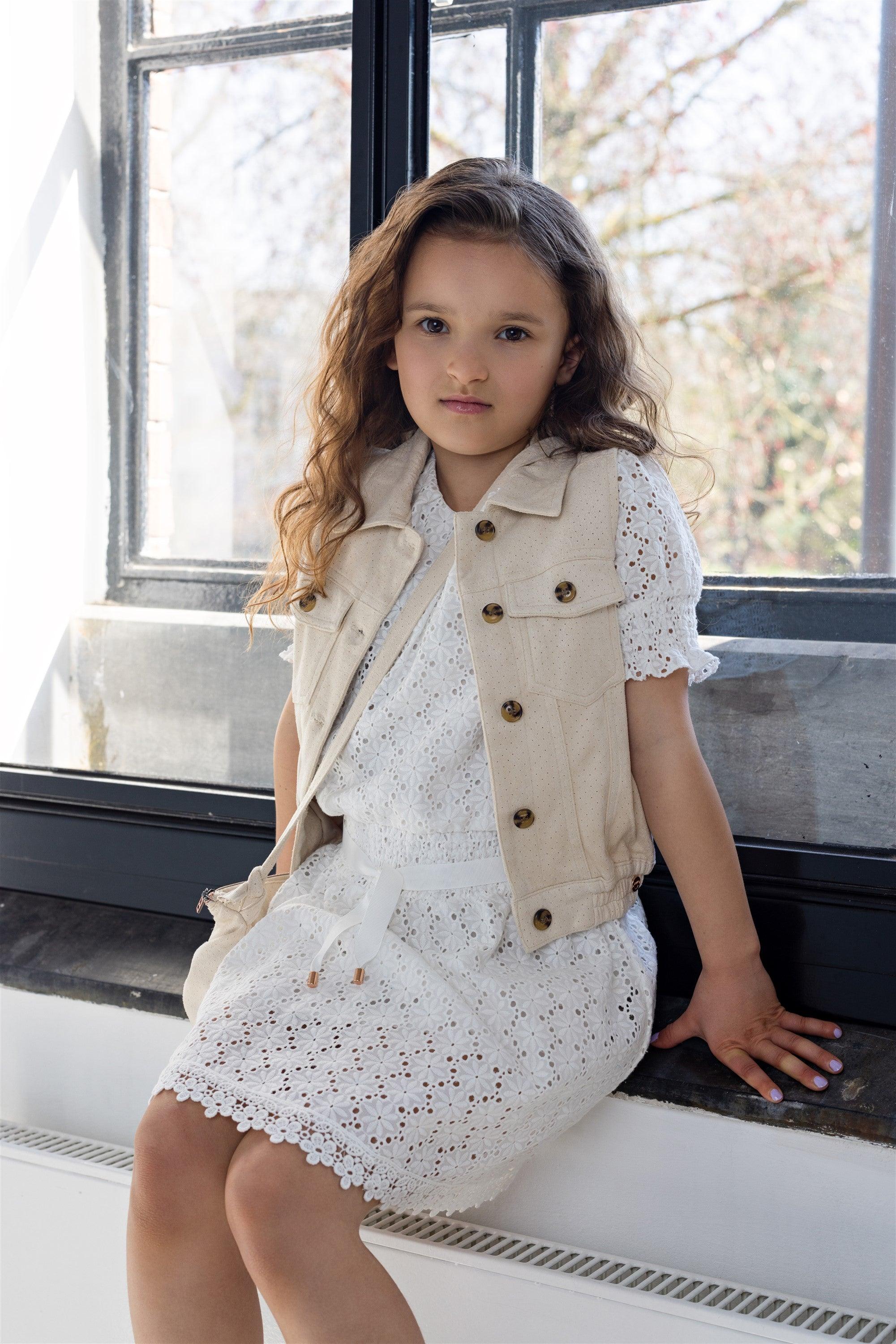 Dodhy Gilette Geperforeerd Suede Wit - NoNo Kidswear