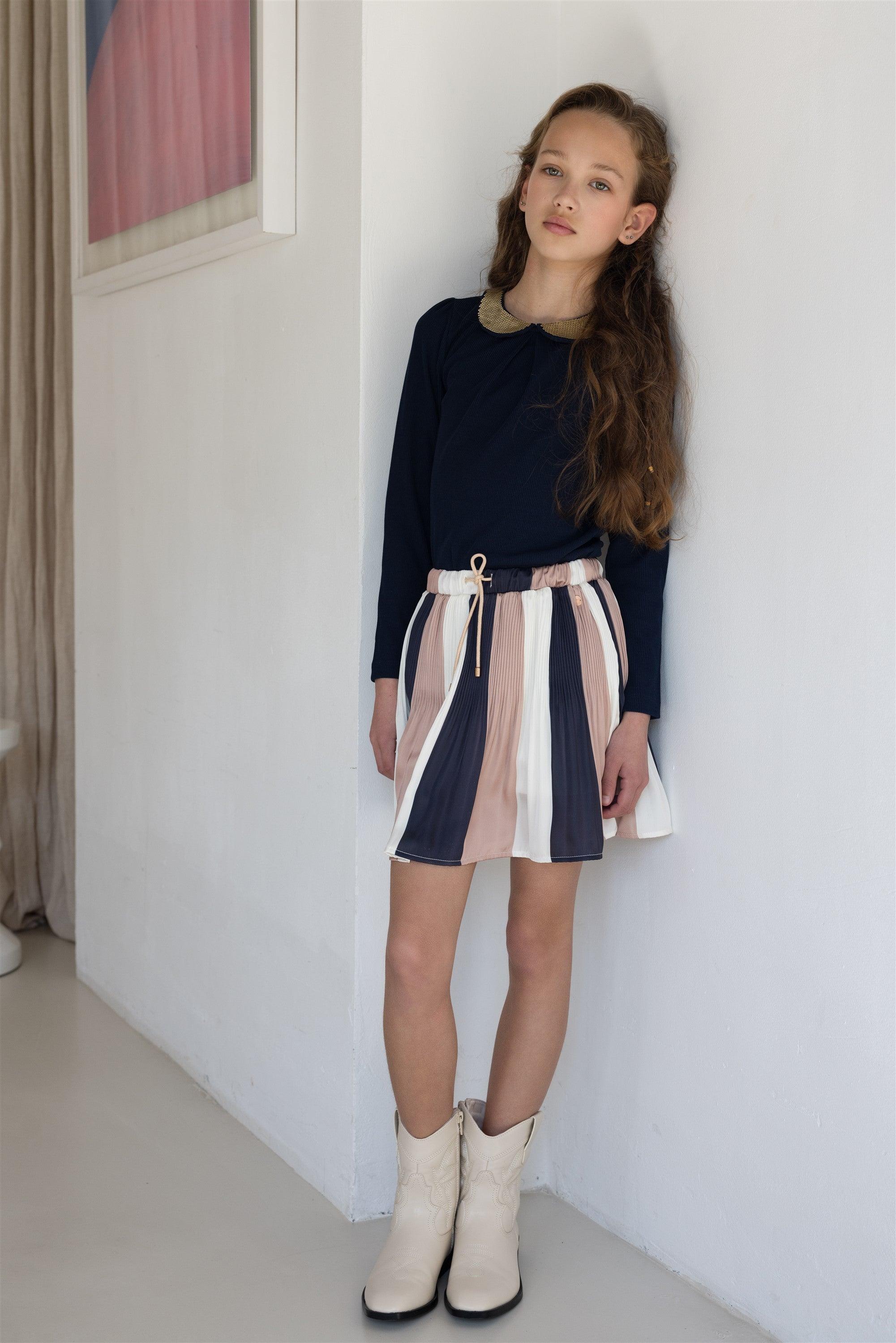 Kim Rib Tshirt met Pailletten Kraag - NoNo Kidswear