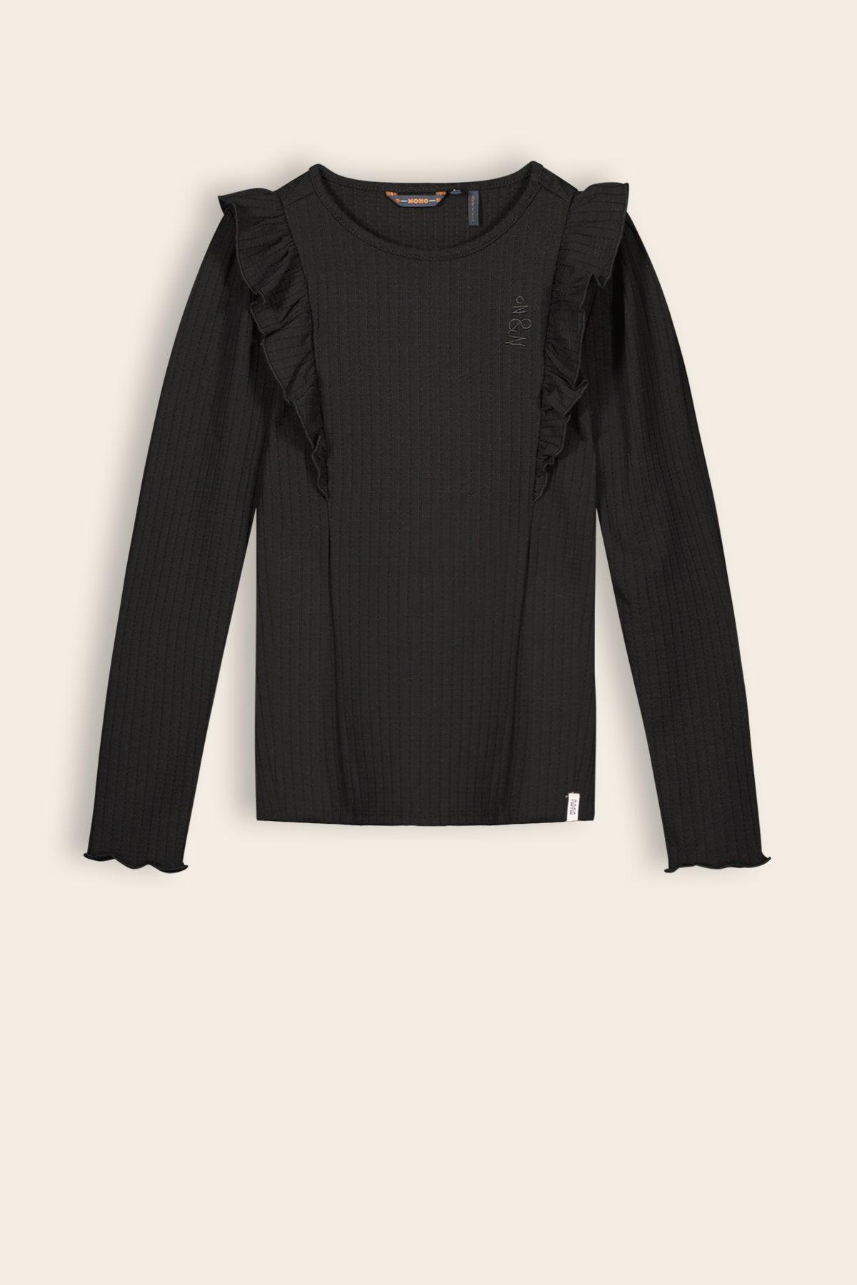 Klari fancy Rib Jersey Top met Ruches - NoNo Kidswear