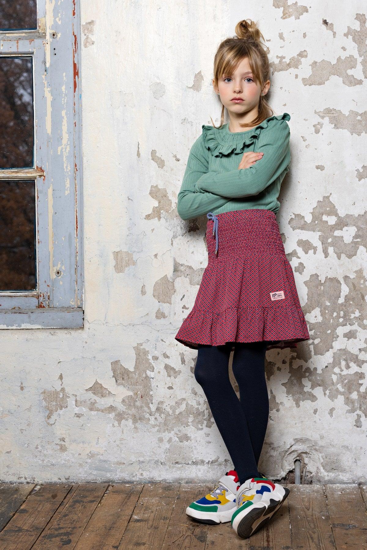 Kris Rib Jersey T-shirt Ruches en Smock - NoNo Kidswear