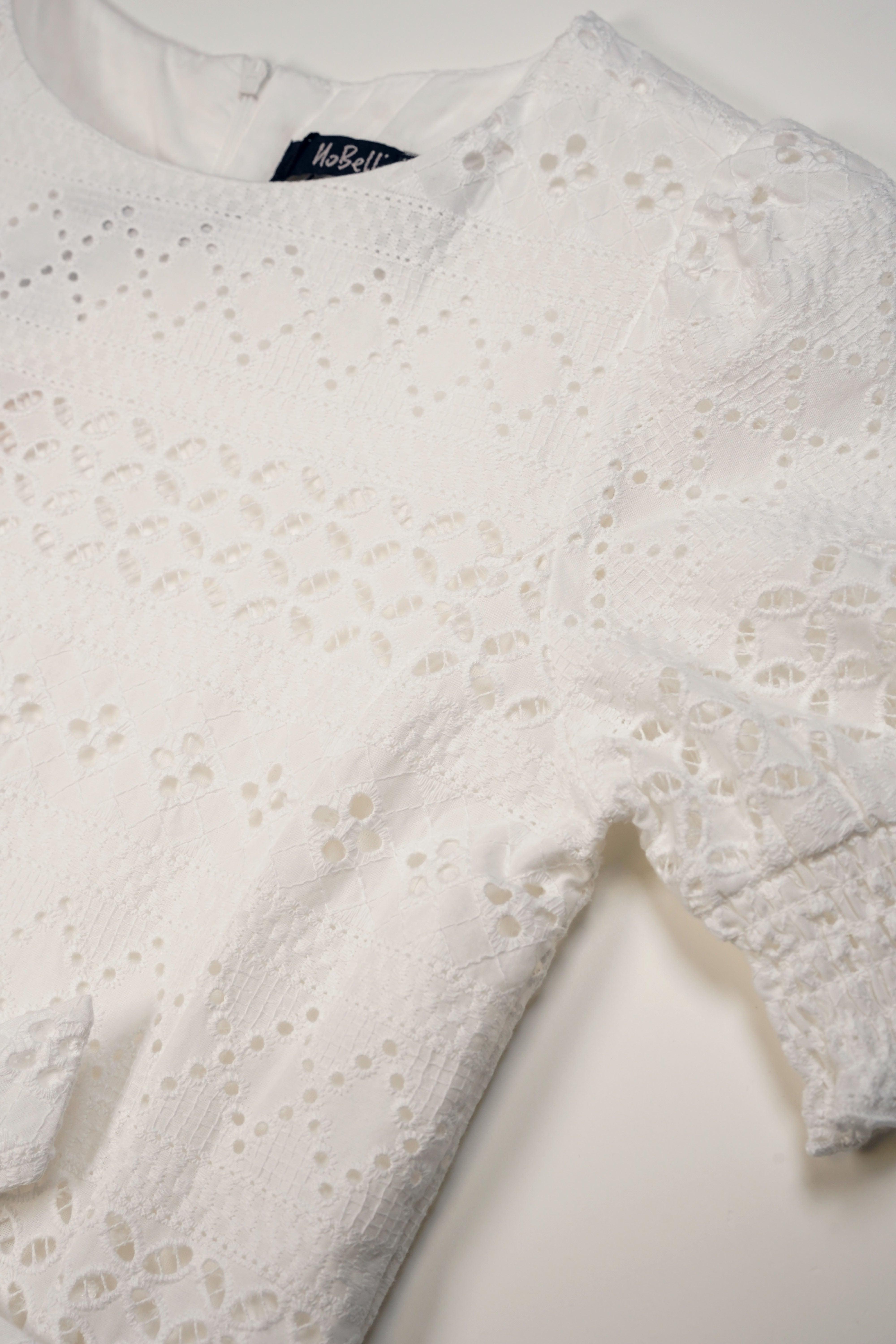 Mooky Fitted Embroidery Anglaise Jurk - NoNo Kidswear