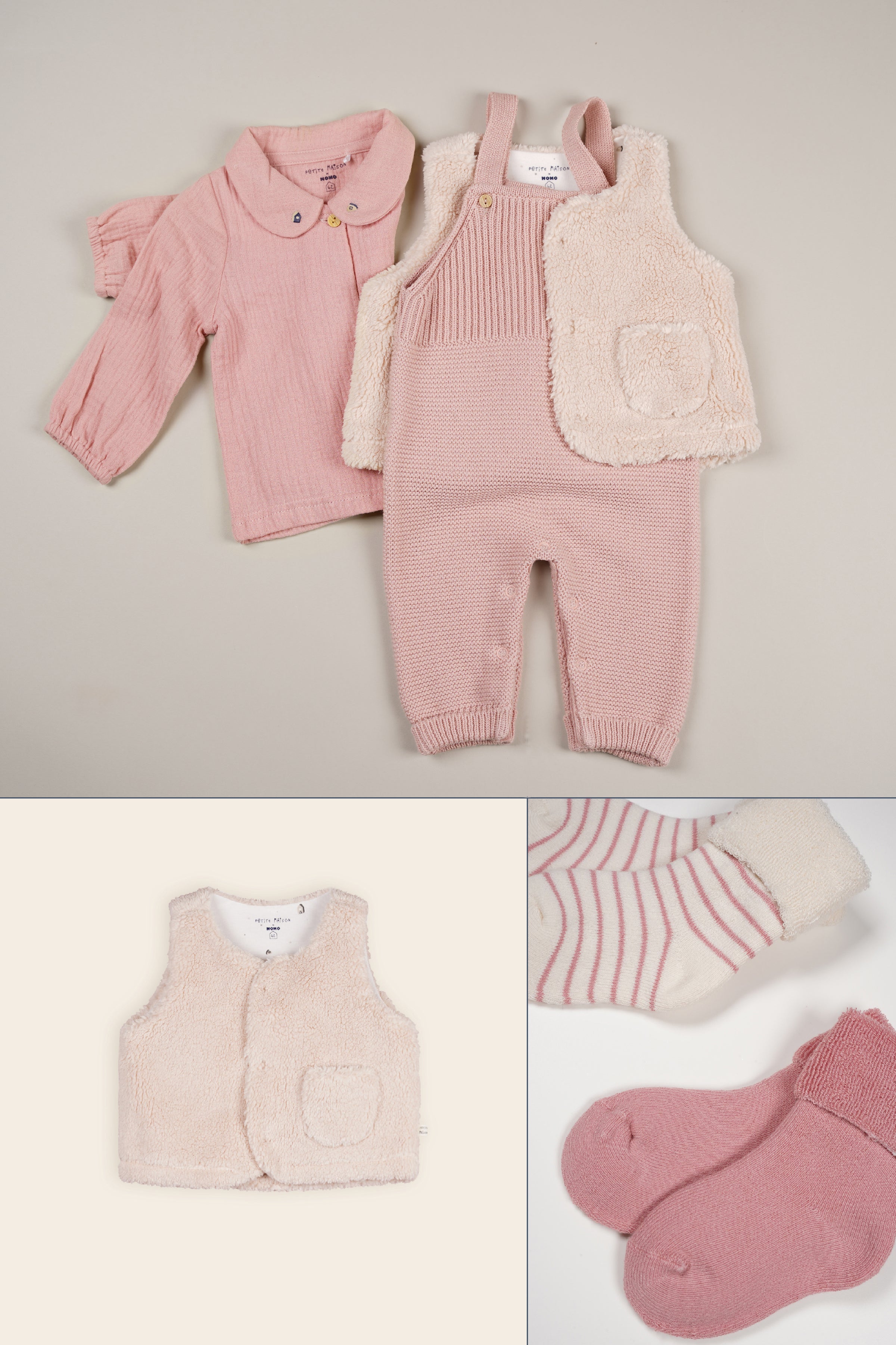 Seyo Knitted Salopet Pastel Pink