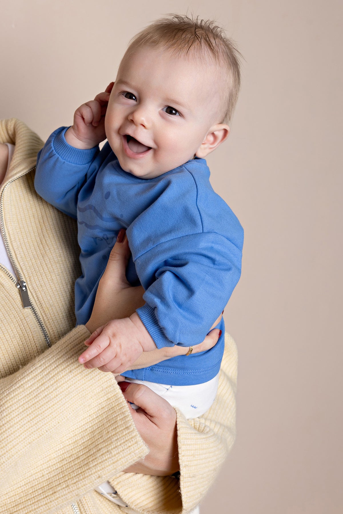 Ker Roomy Sweater met Golfjes print Blauw