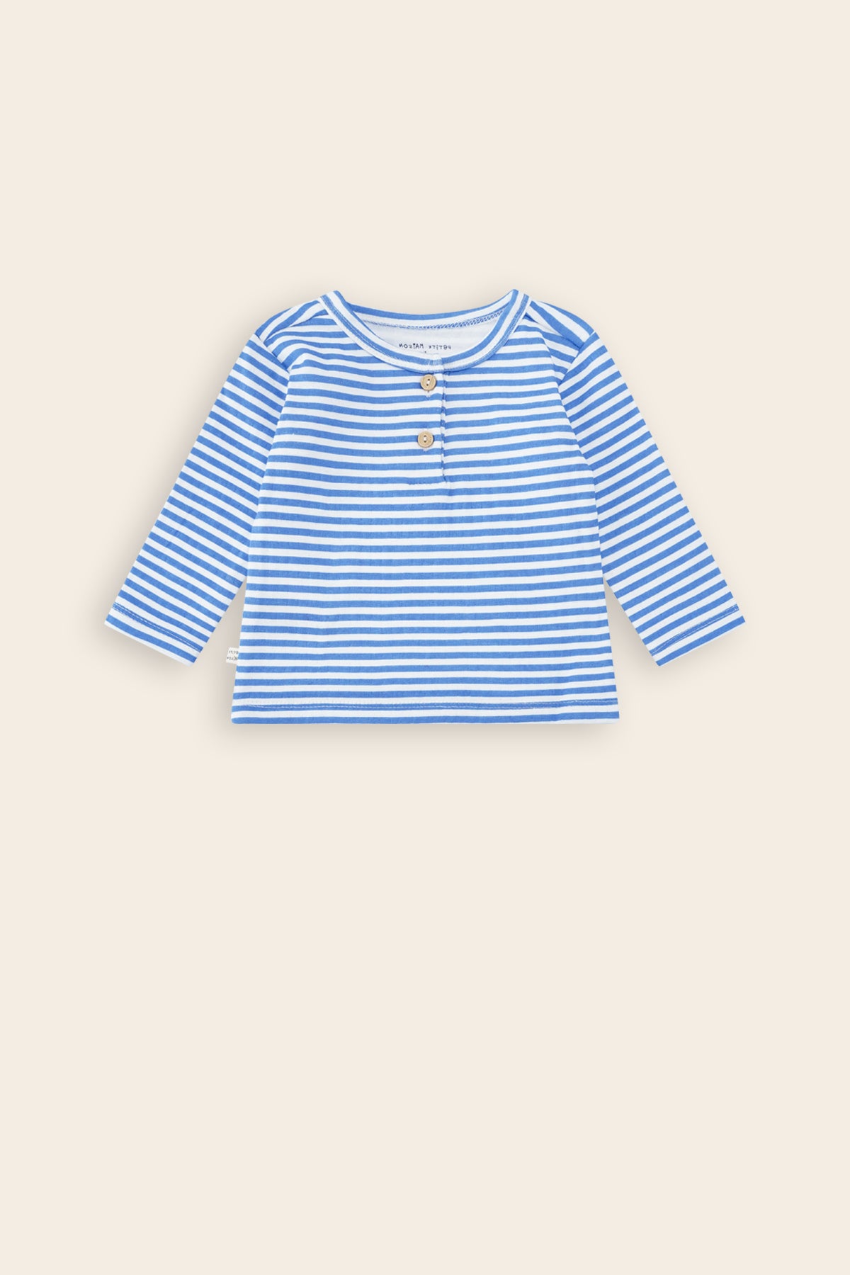 Ko Tshirt met Knoopjes Strepenprint Blauw