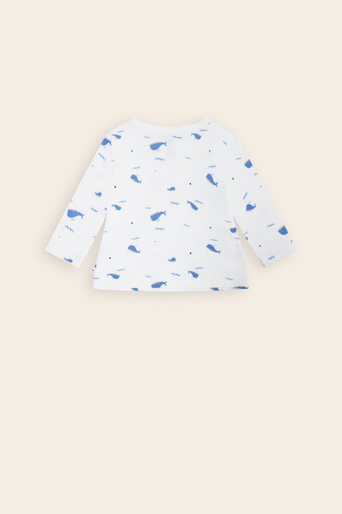Ko Tshirt met Knoopjes Walvisprint Blauw