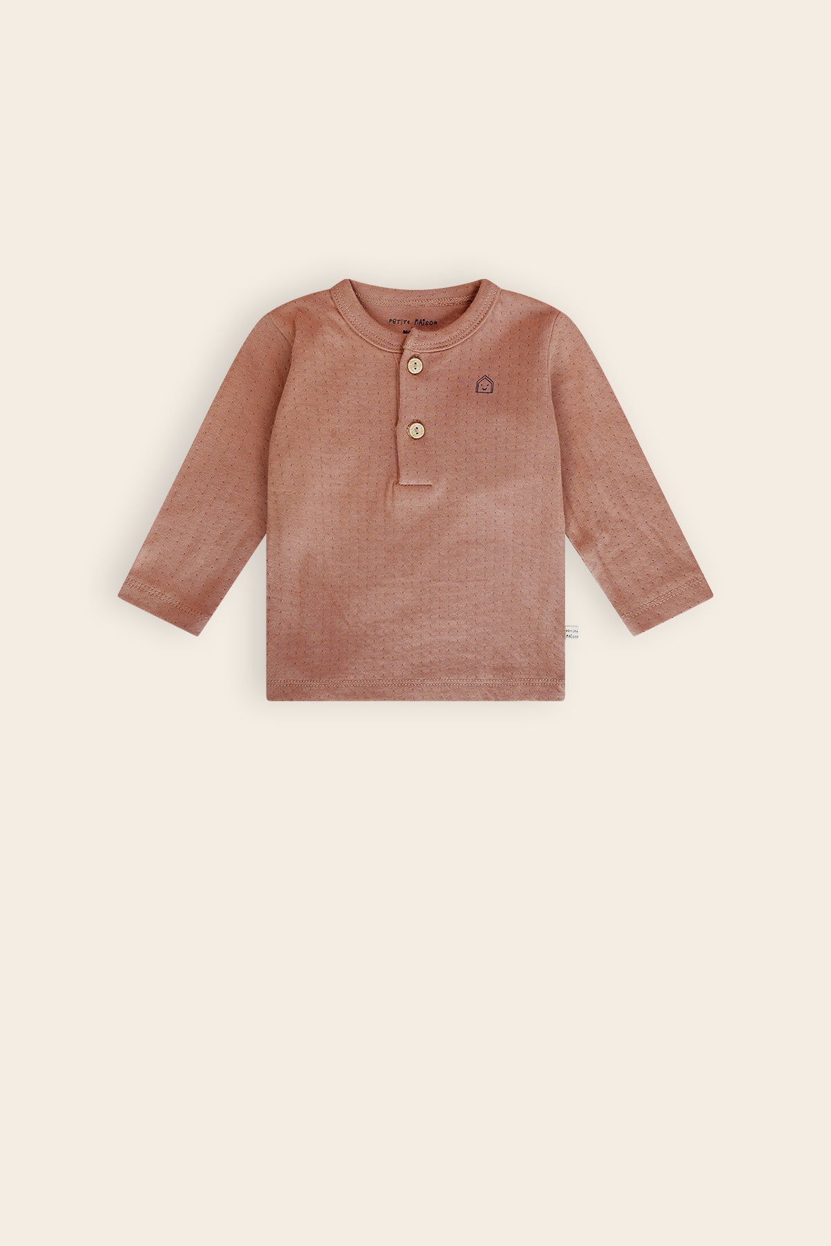 Ko Tshirt met Knoopjes Bruin