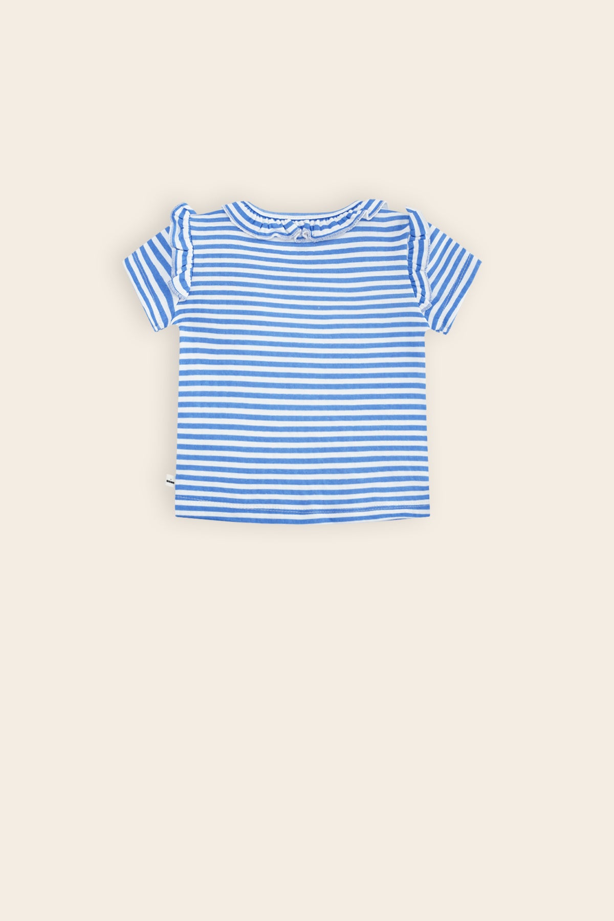 Kayak Tshirt met Ruffle Gestreept Blauw