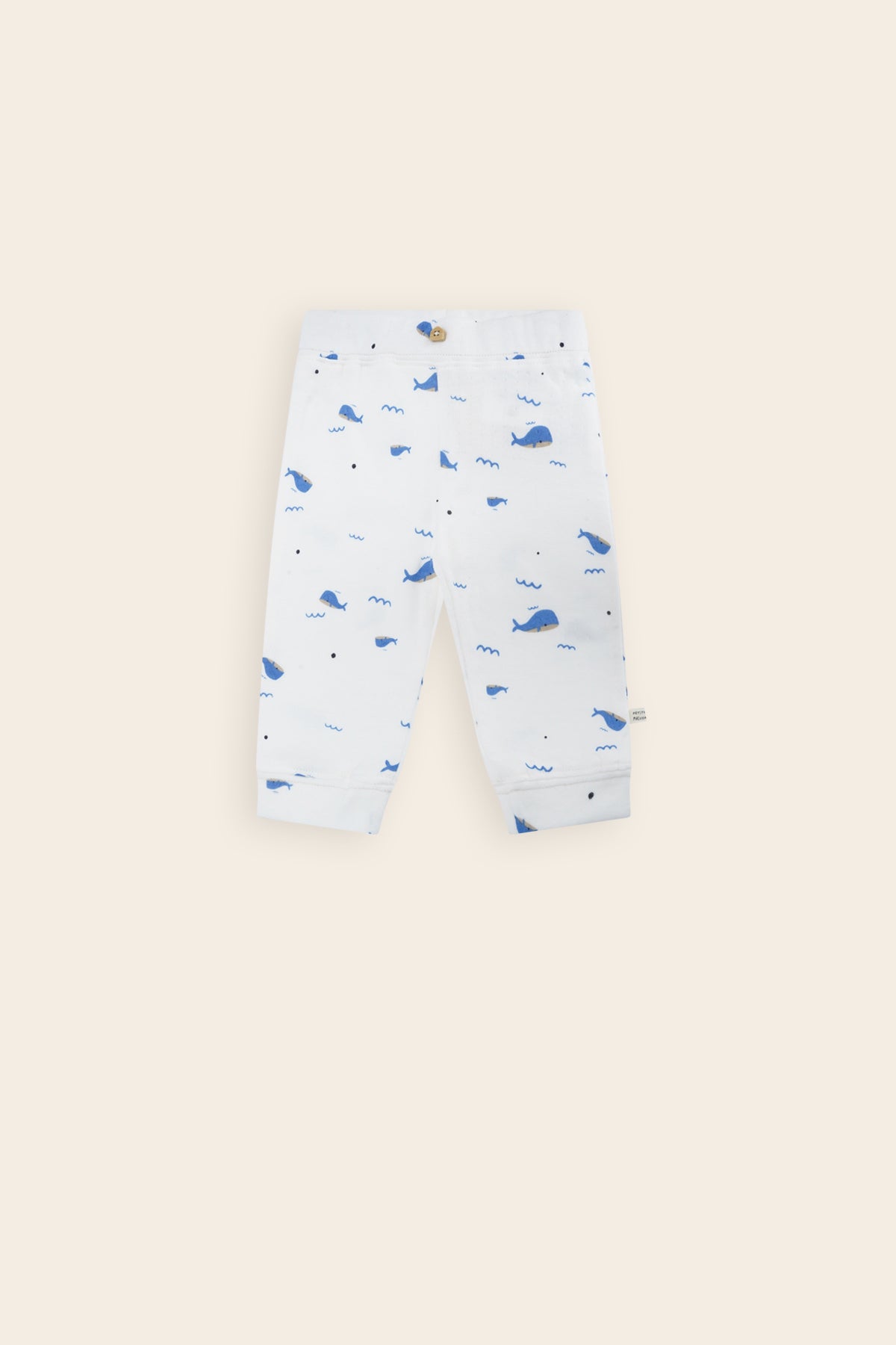 Sky Jersey Broek met Knoopje Walvisprint Blauw