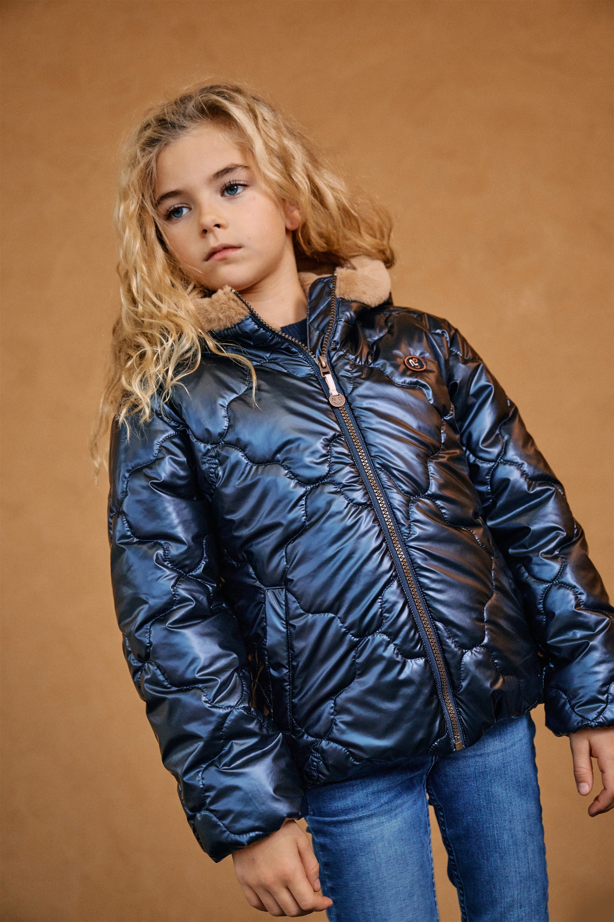 Bee Gestepte Winterjas met Capuchon Navy