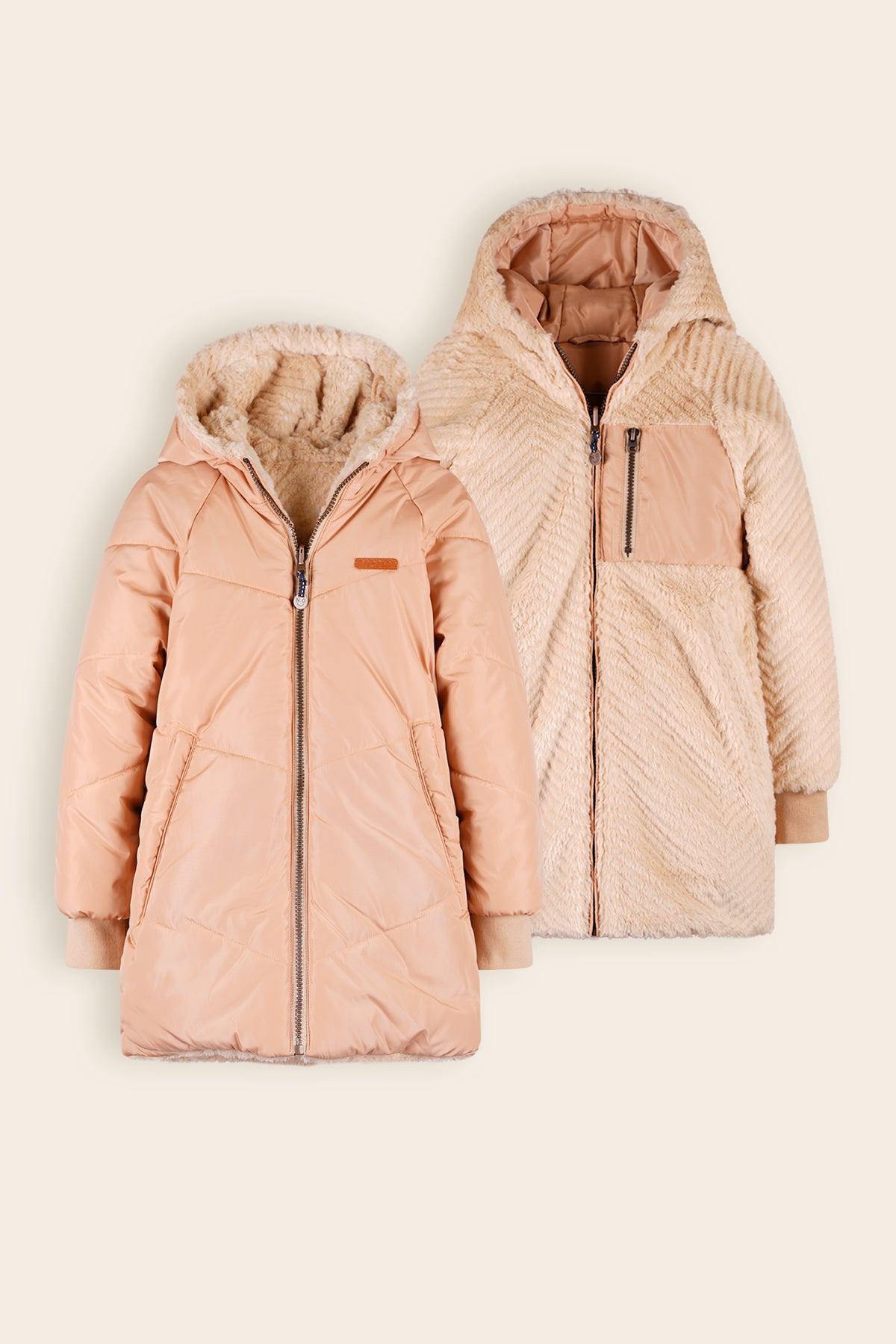 Baybee Reversible Mid Long Winter Jacket Sand