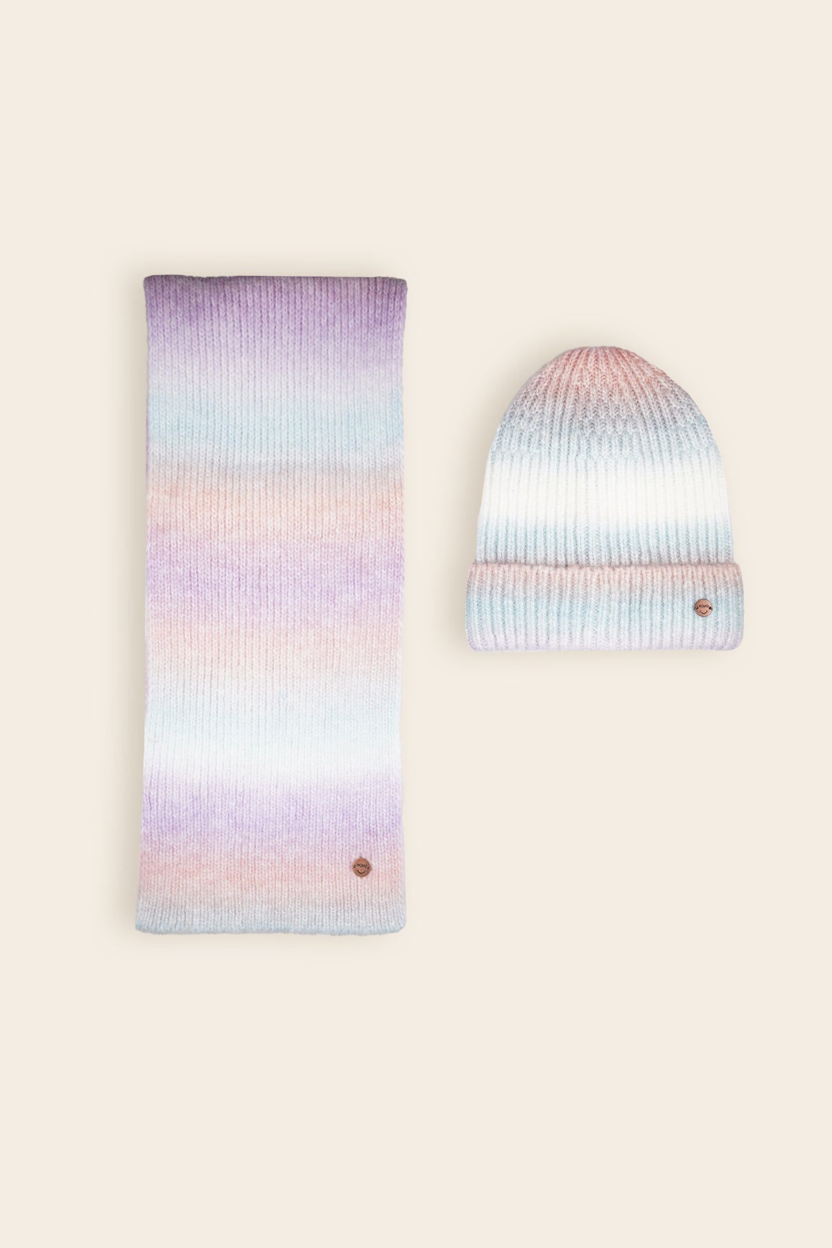 Radient Rainbow Hat and Scarf set Lilac