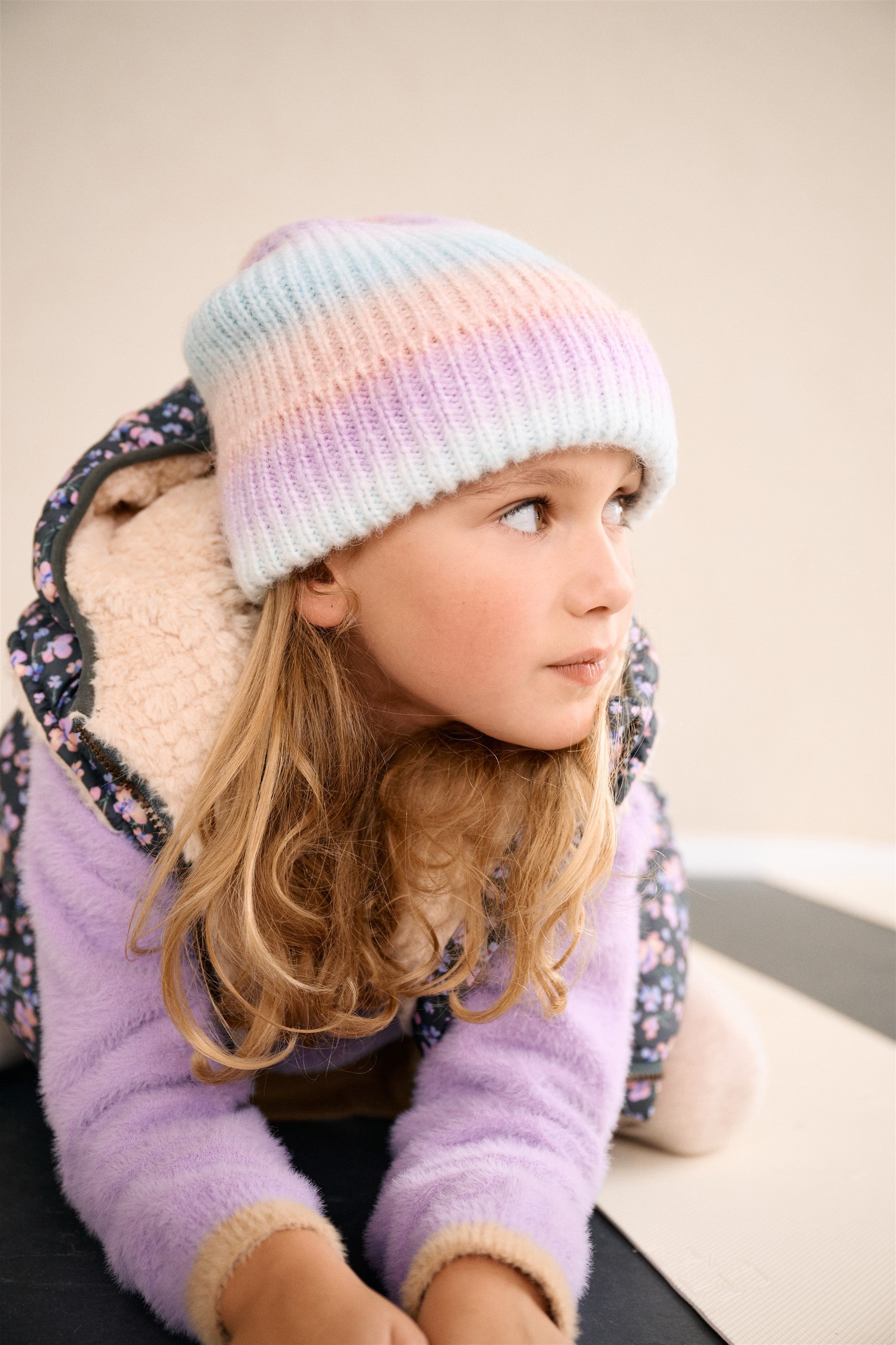 Radient Rainbow Hat and Scarf set Lilac