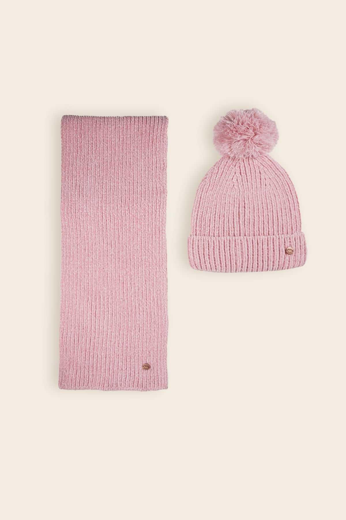 Raya Chenille Hat and Scarf Set Old Pink