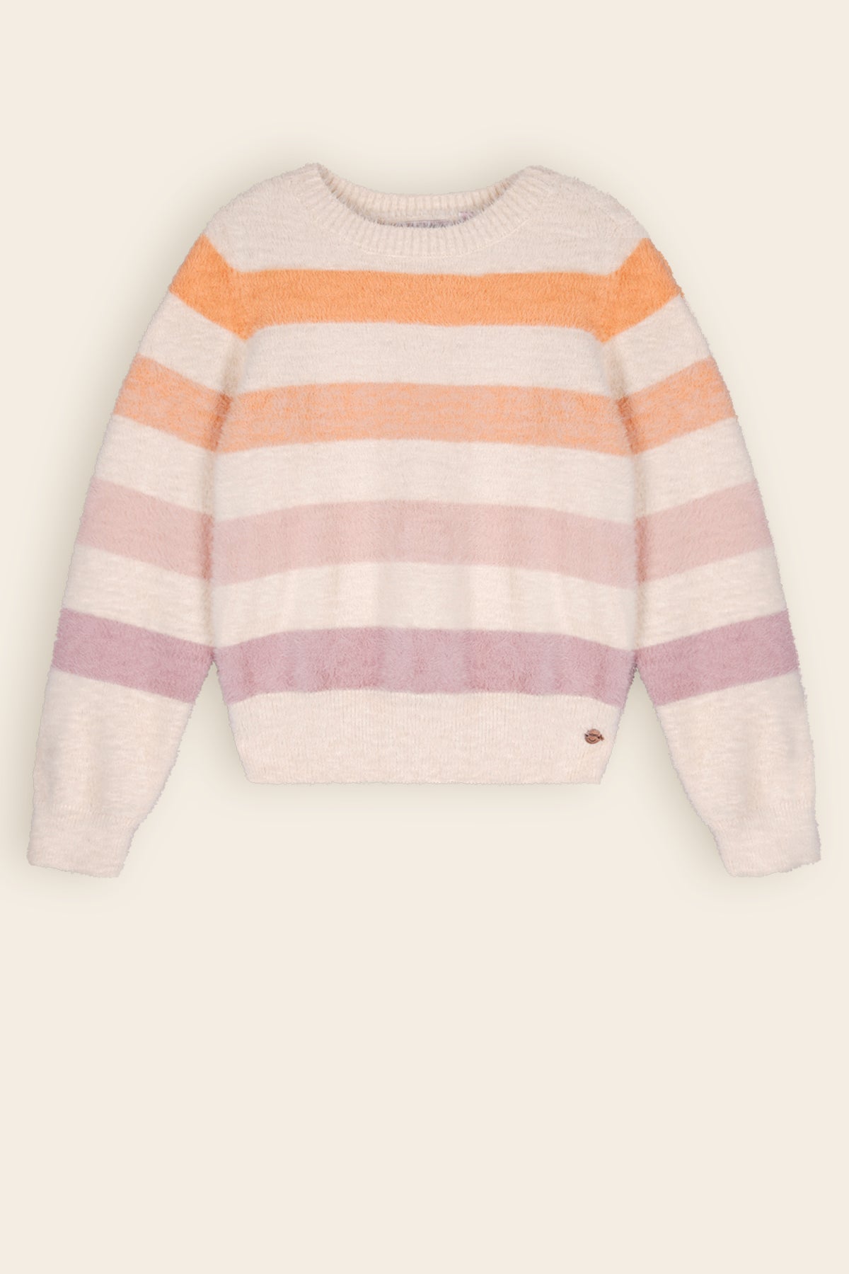 Ketan Fluffy Knitted Striped Sweater Ivory