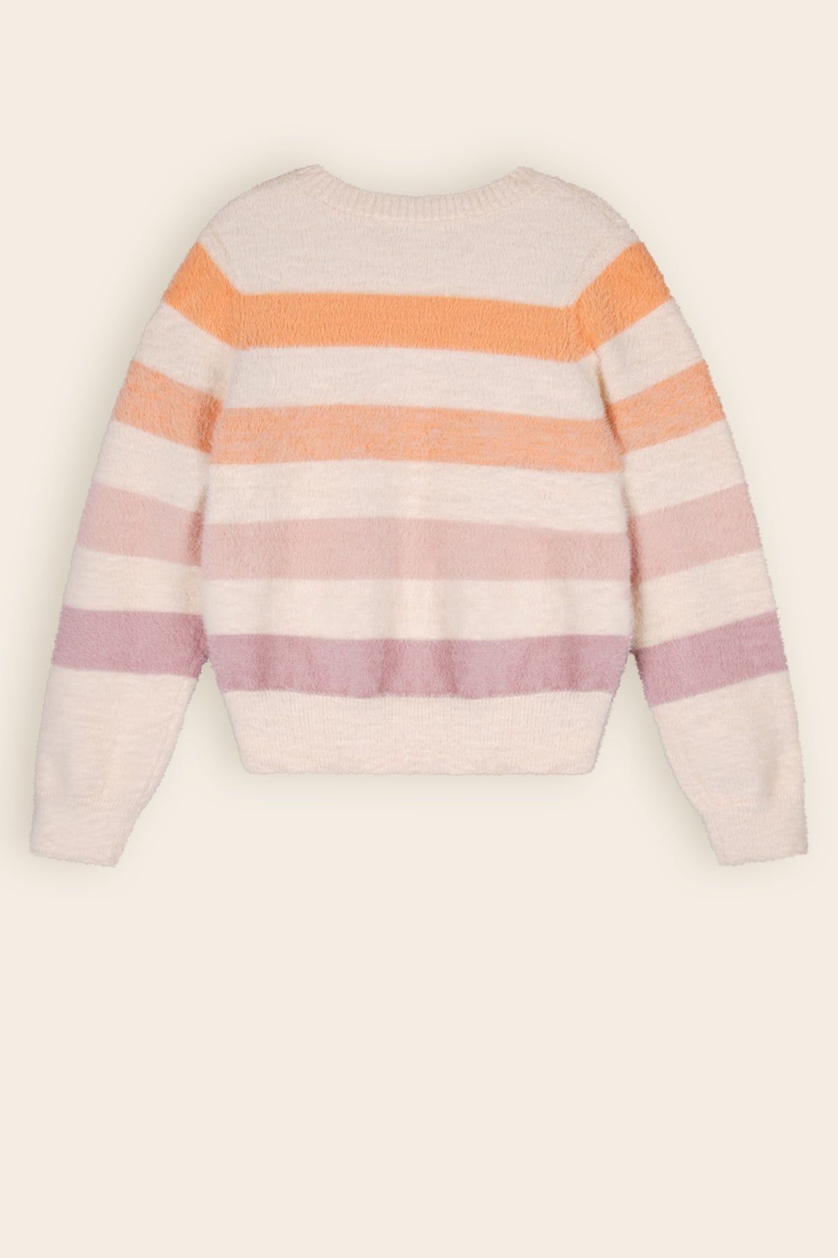 Ketan Fluffy Knitted Striped Sweater Ivory