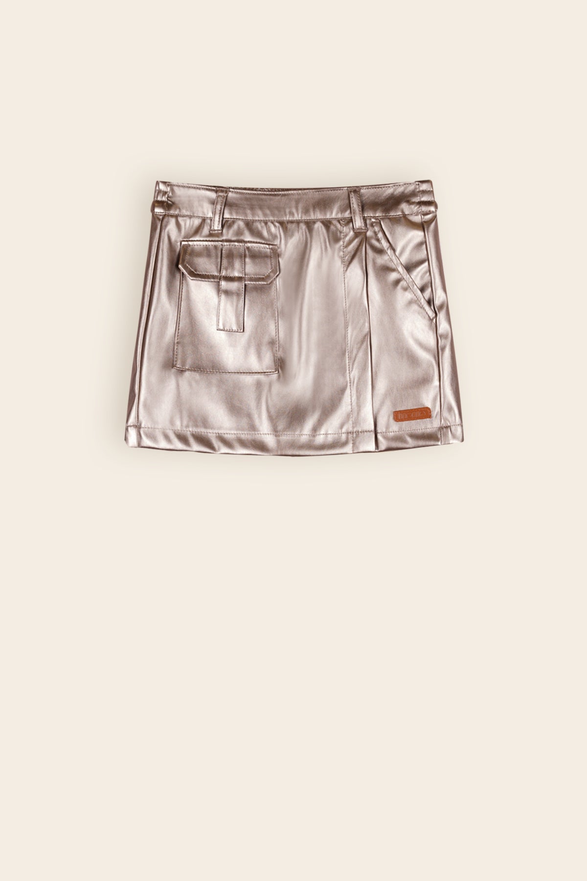 Simona Faux Leather Skort Bronze