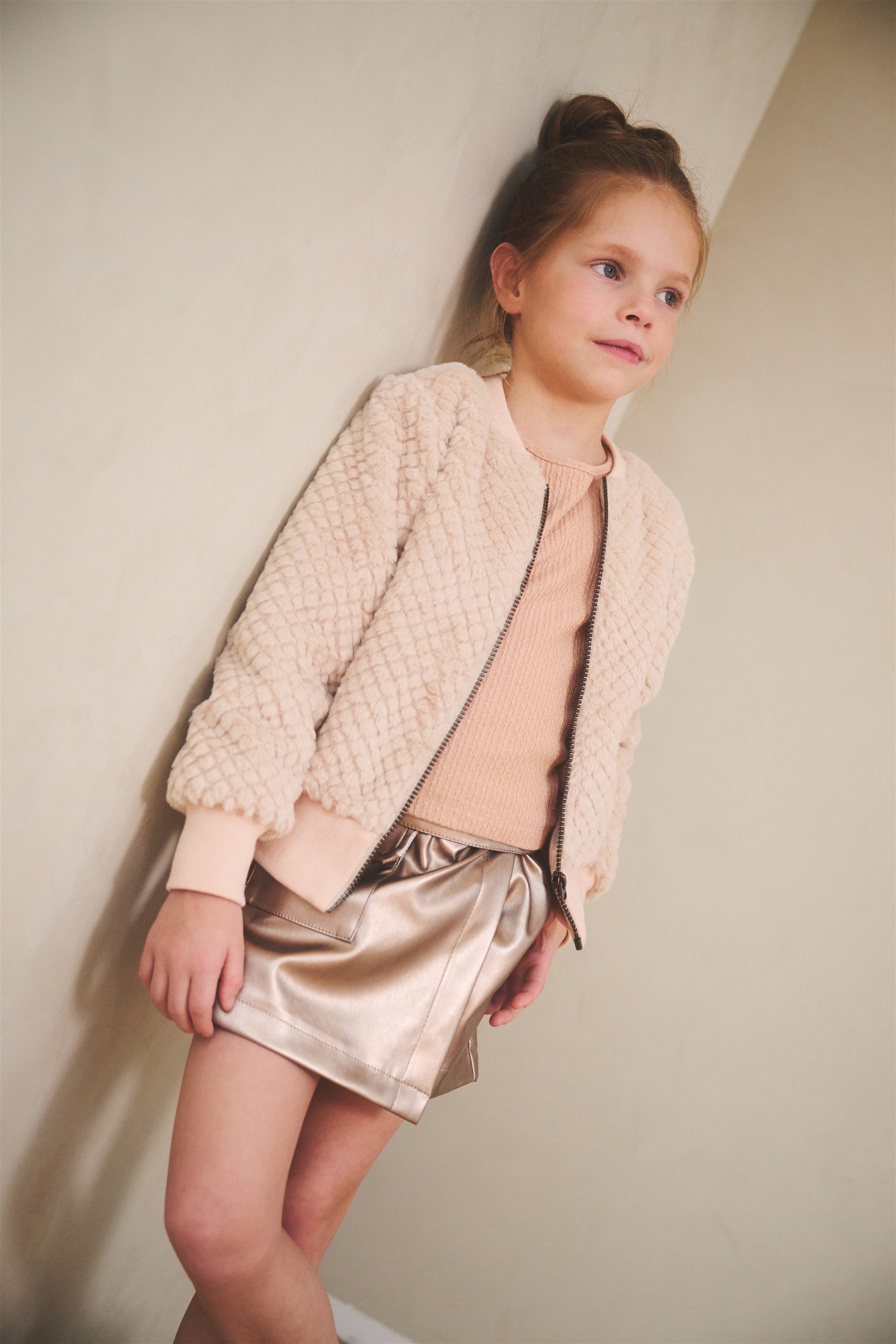 Simona Faux Leather Skort Bronze