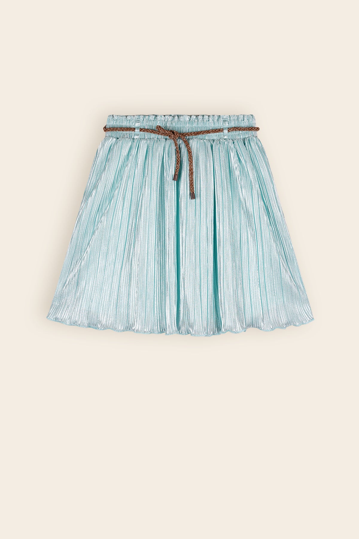 Nele Plissee Rok met Folieprint Turquoise