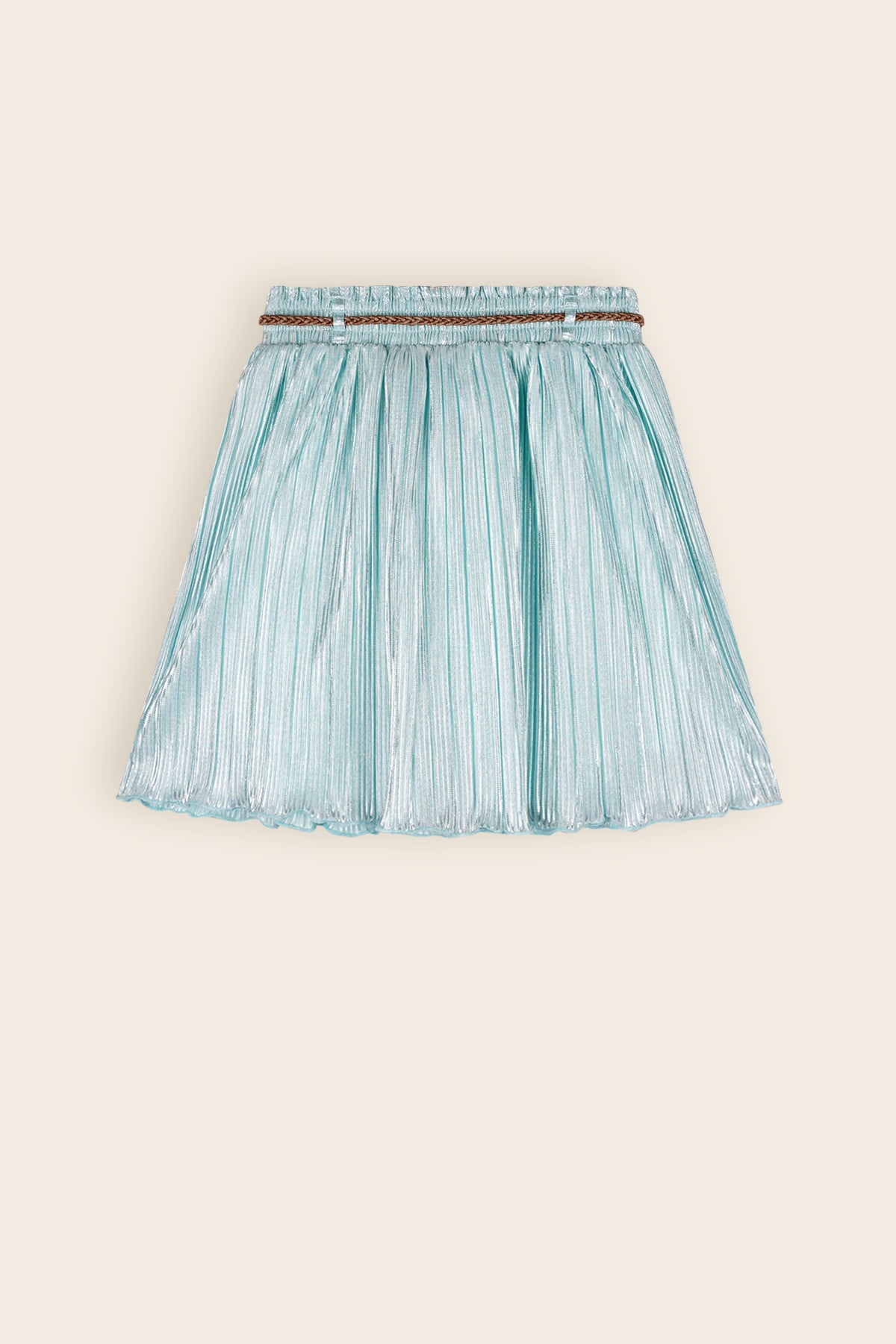 Nele Pleated Skirt with Foil Print Turquoise