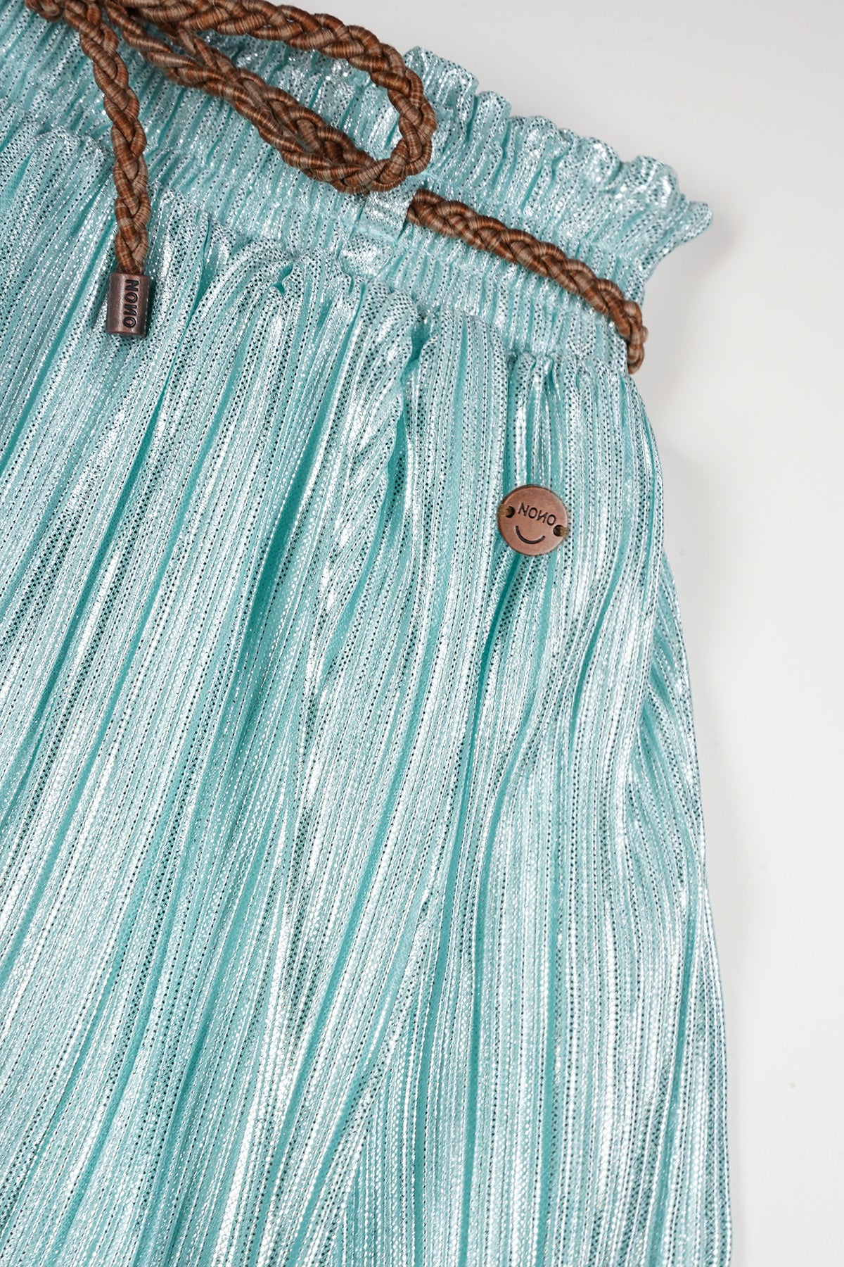 Nele Pleated Skirt with Foil Print Turquoise