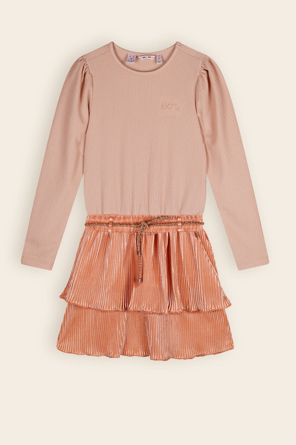 Moran Combi Dress with Pleated Skirt Peach