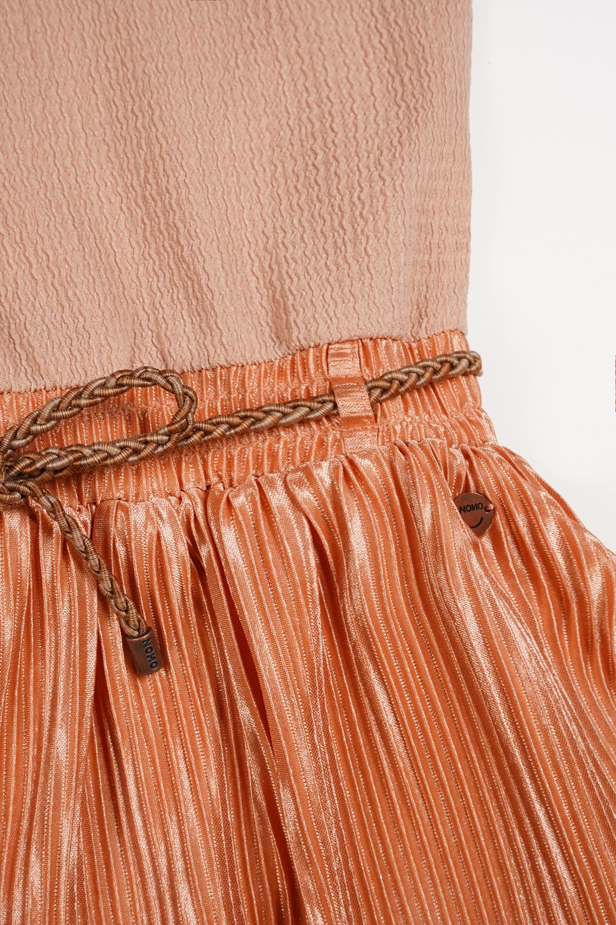 Moran Combi Dress with Pleated Skirt Peach