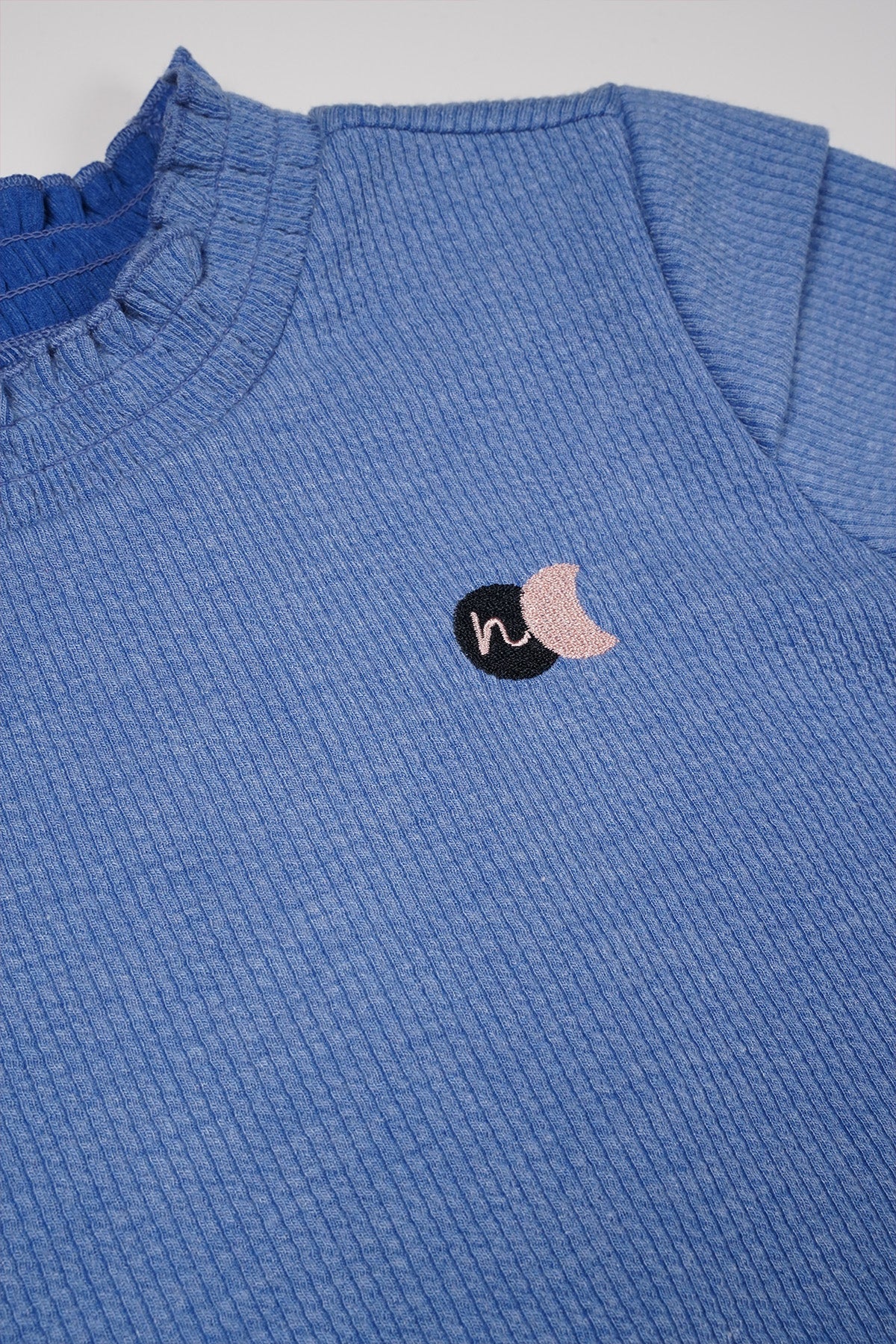 Kina Melange Rib Jersey Tshirt Blue