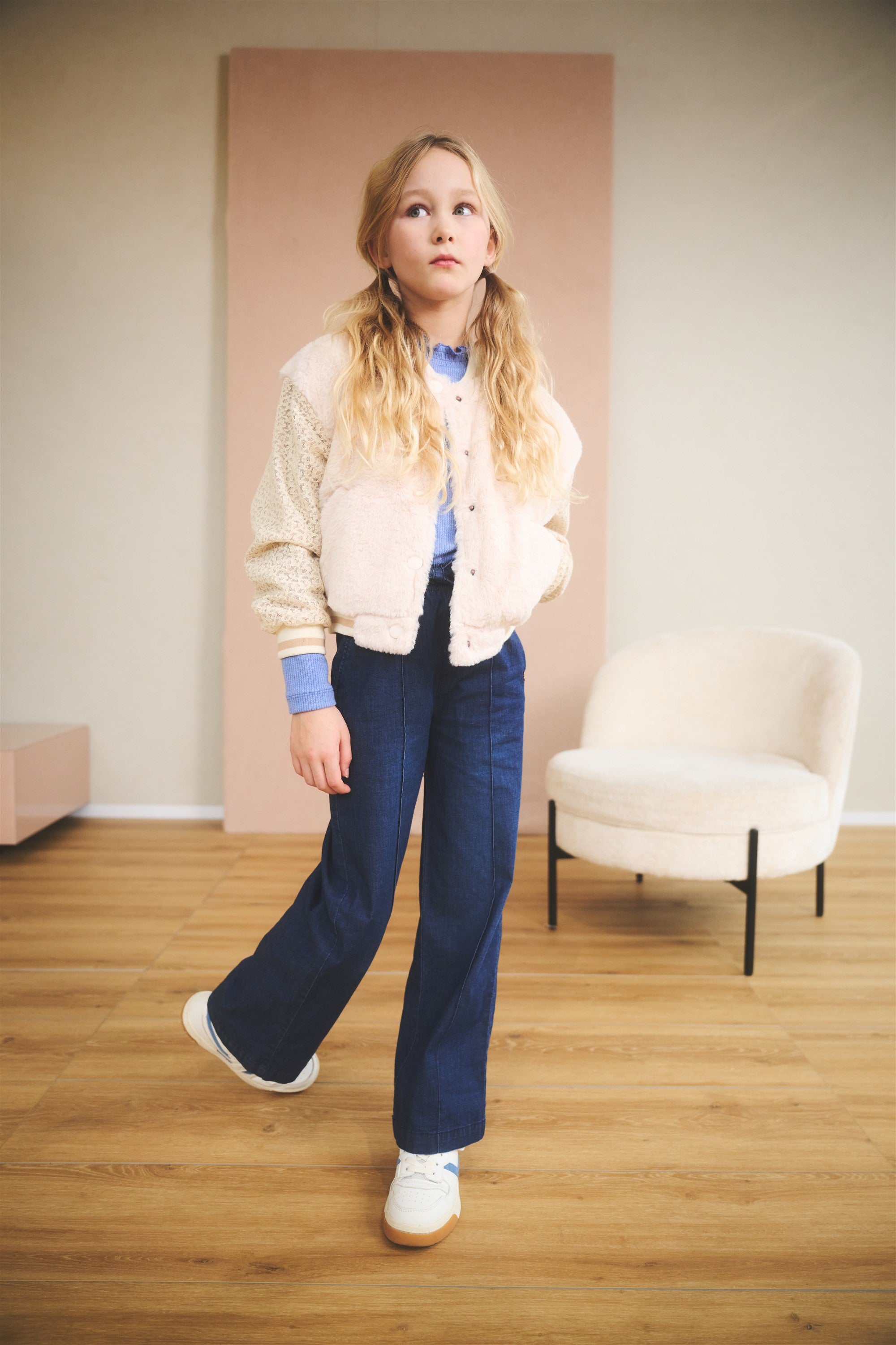 Sayla Light Weight Denim Palazzo Pants Navy