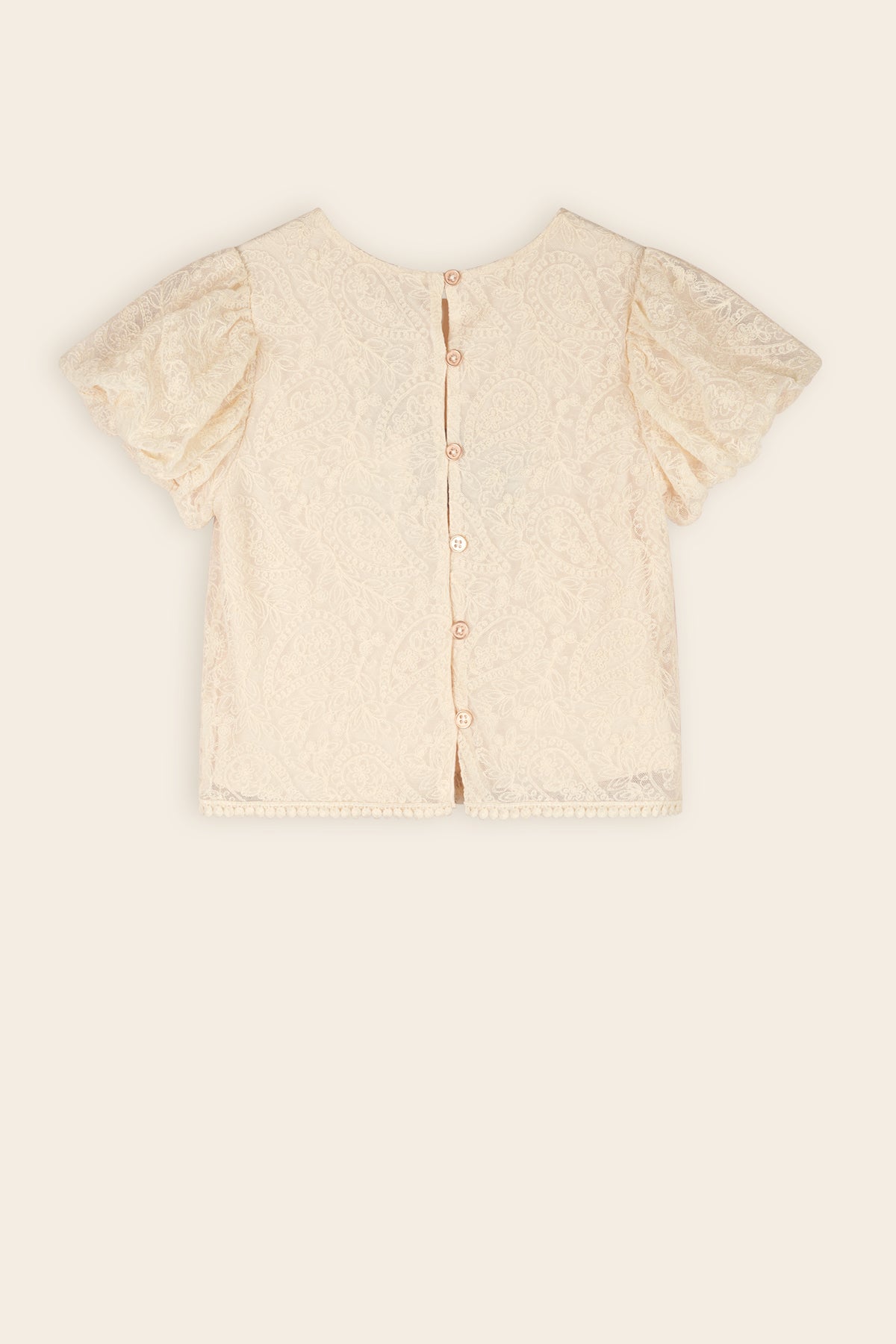 Tessy Blouse van Geborduurde Mesh Ivoor