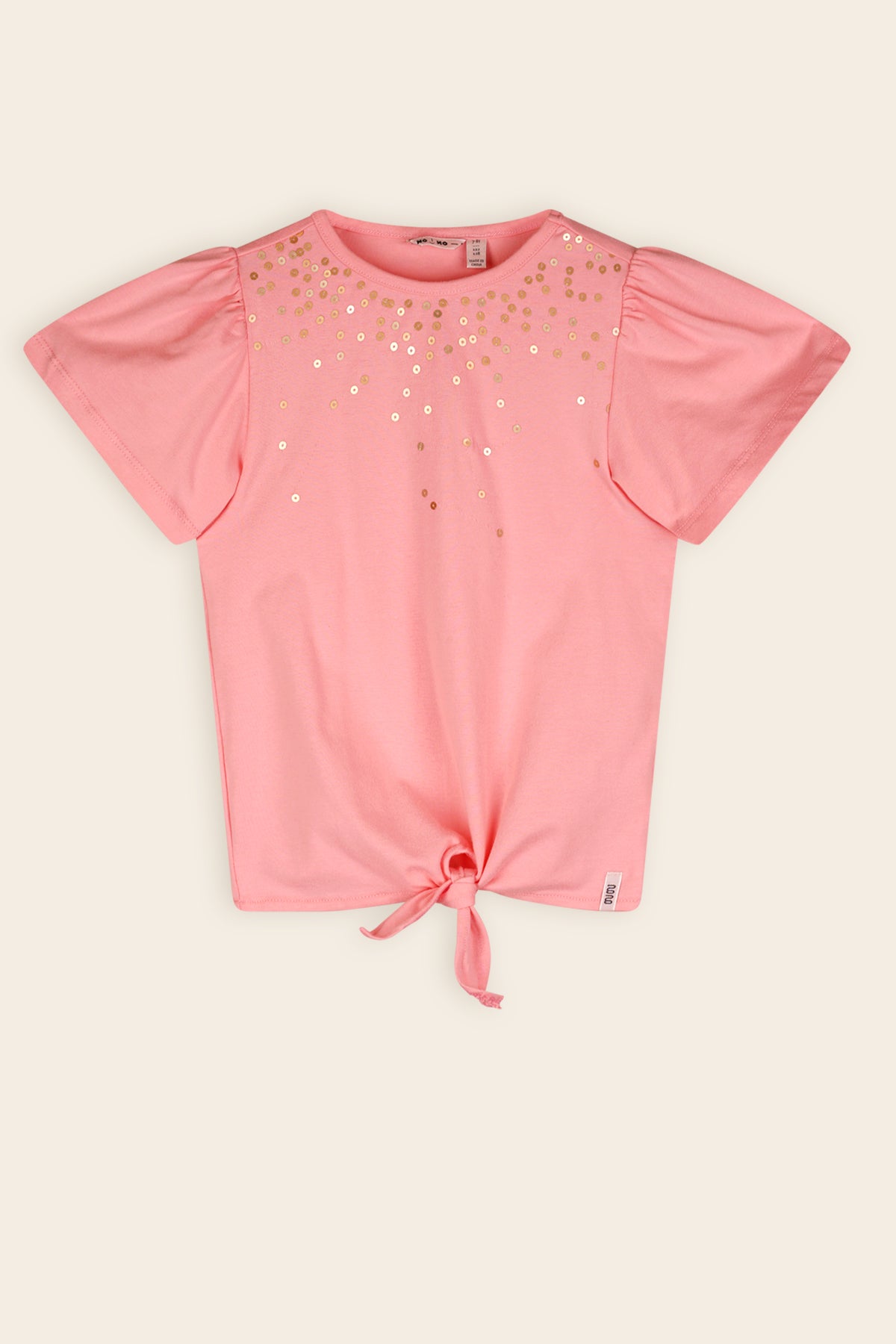 Kate Tshirt met Knoopdetail en Pailletten Rose