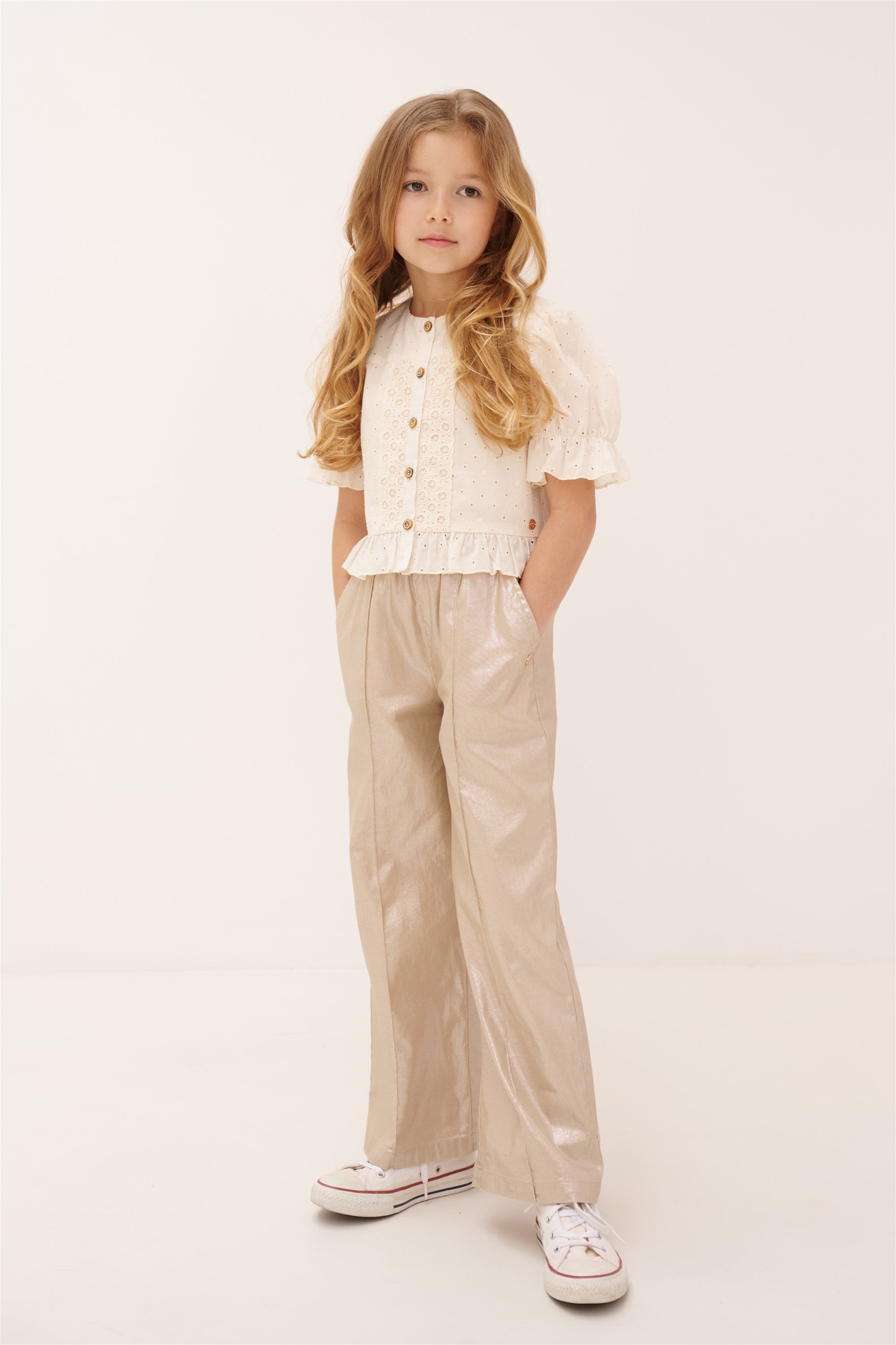 Sayla Palazzo Stretch Twill Broek Zand