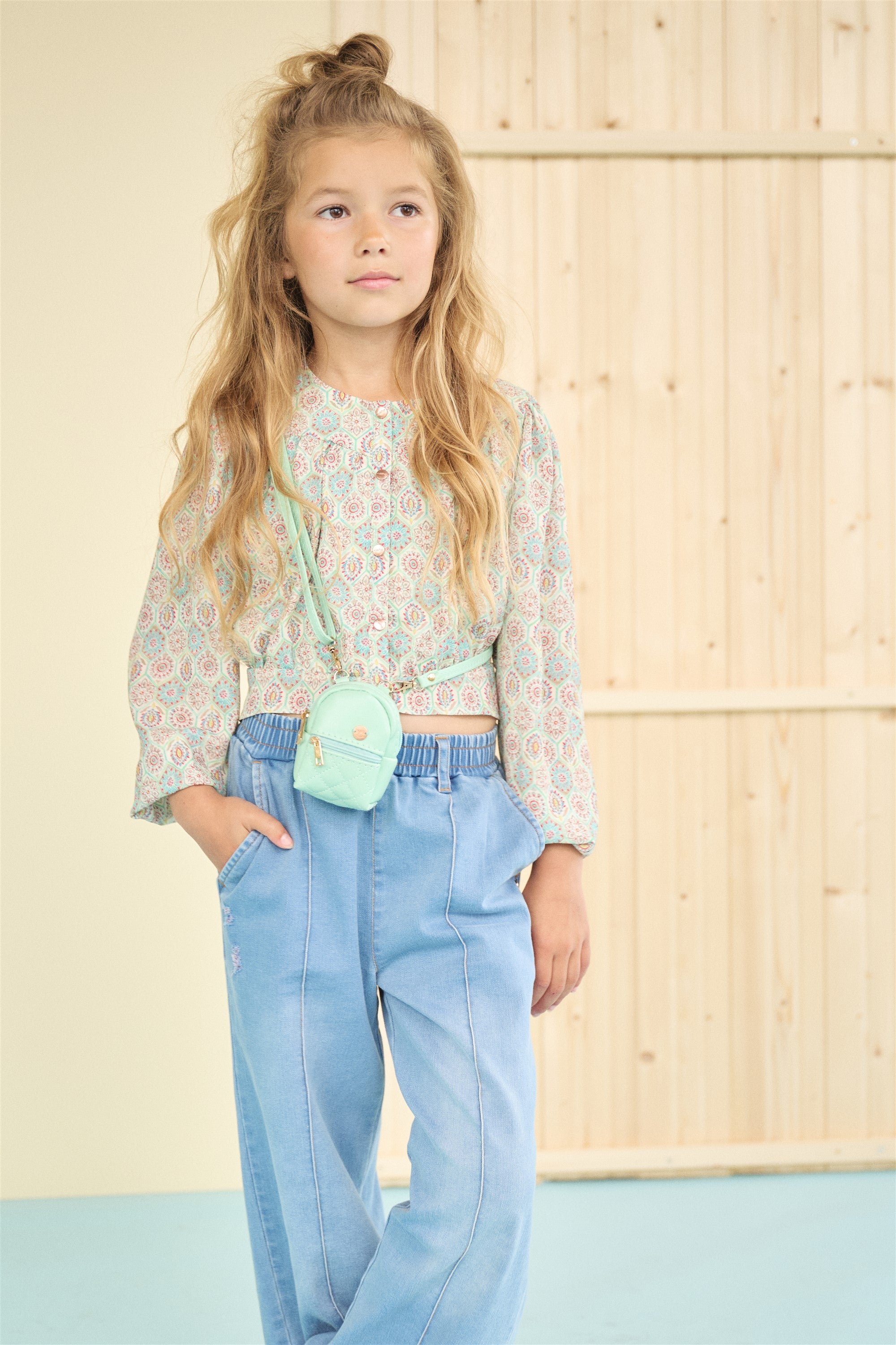 Timba Cropped Blouse Mint Groen