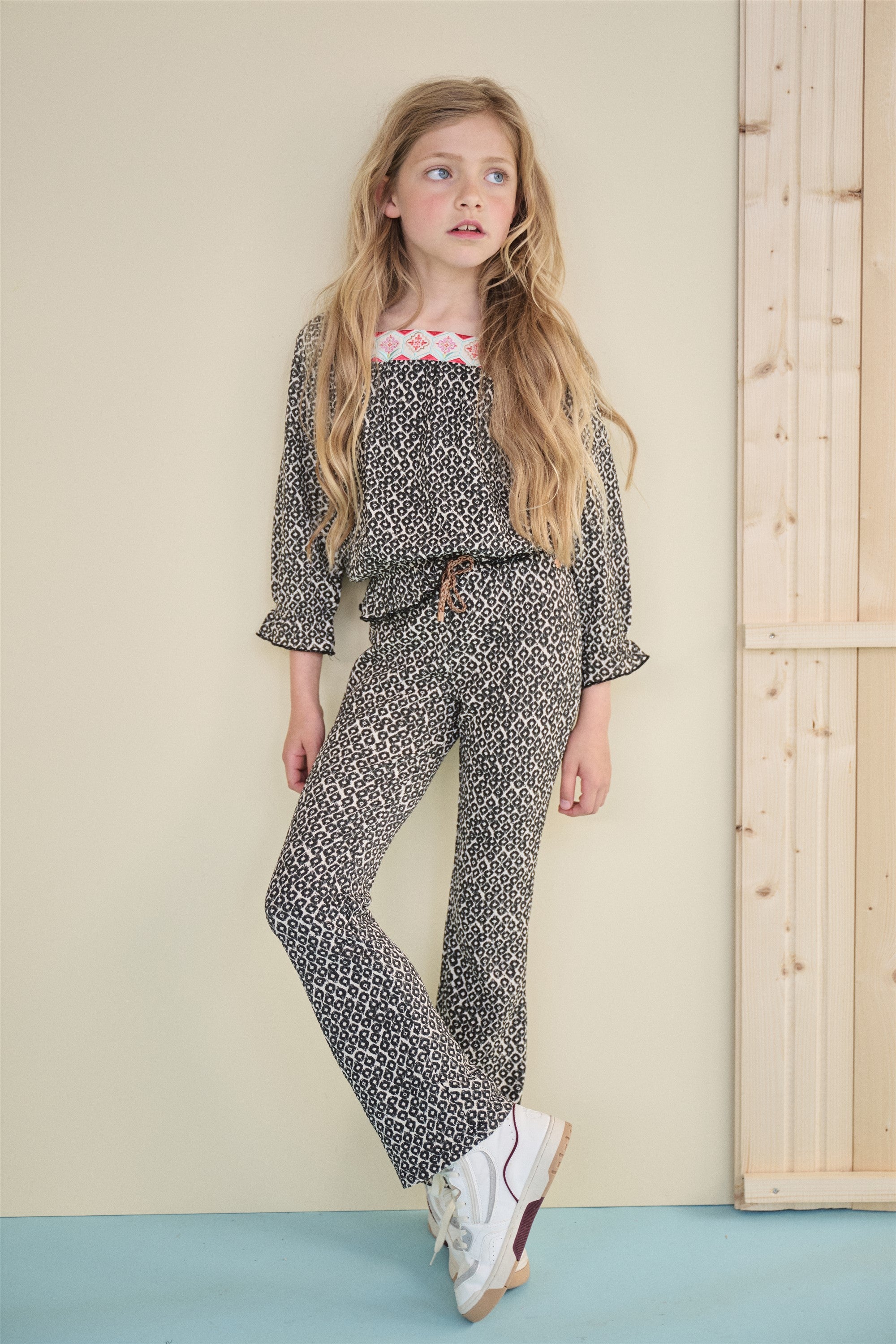 Sady Geprinte Flared Broek Zwart/Wit