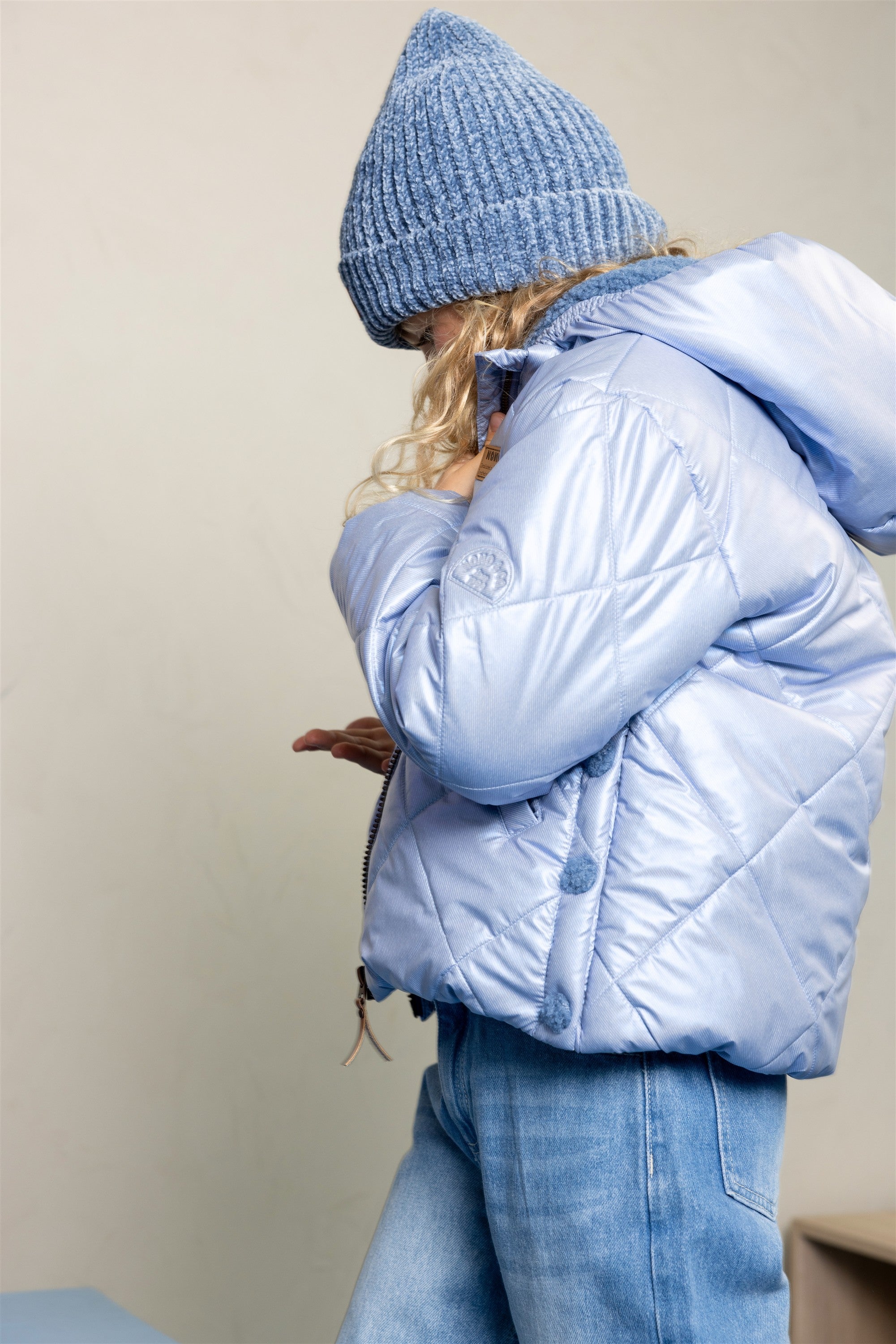 Button Winterjas Blauw