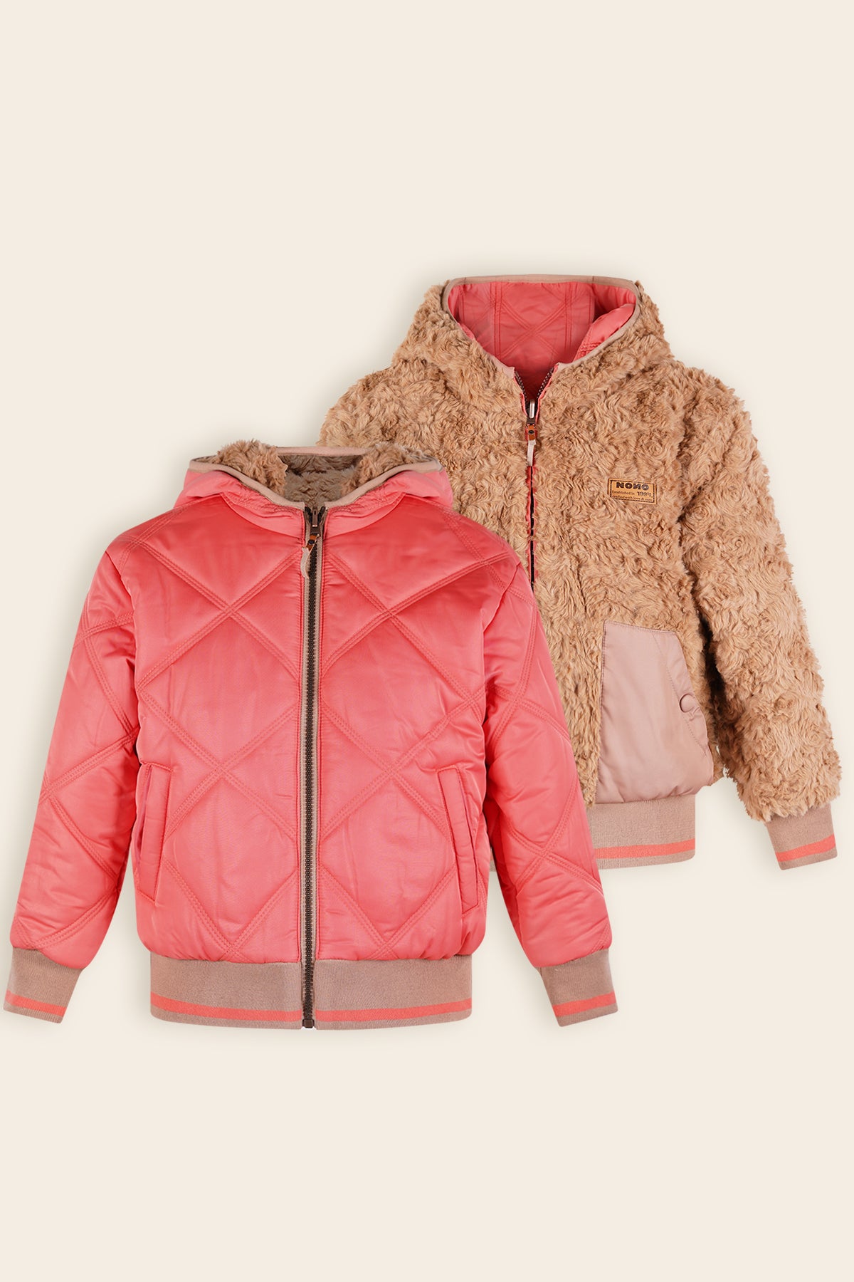 Bomby Reversible Winterjas Koraal