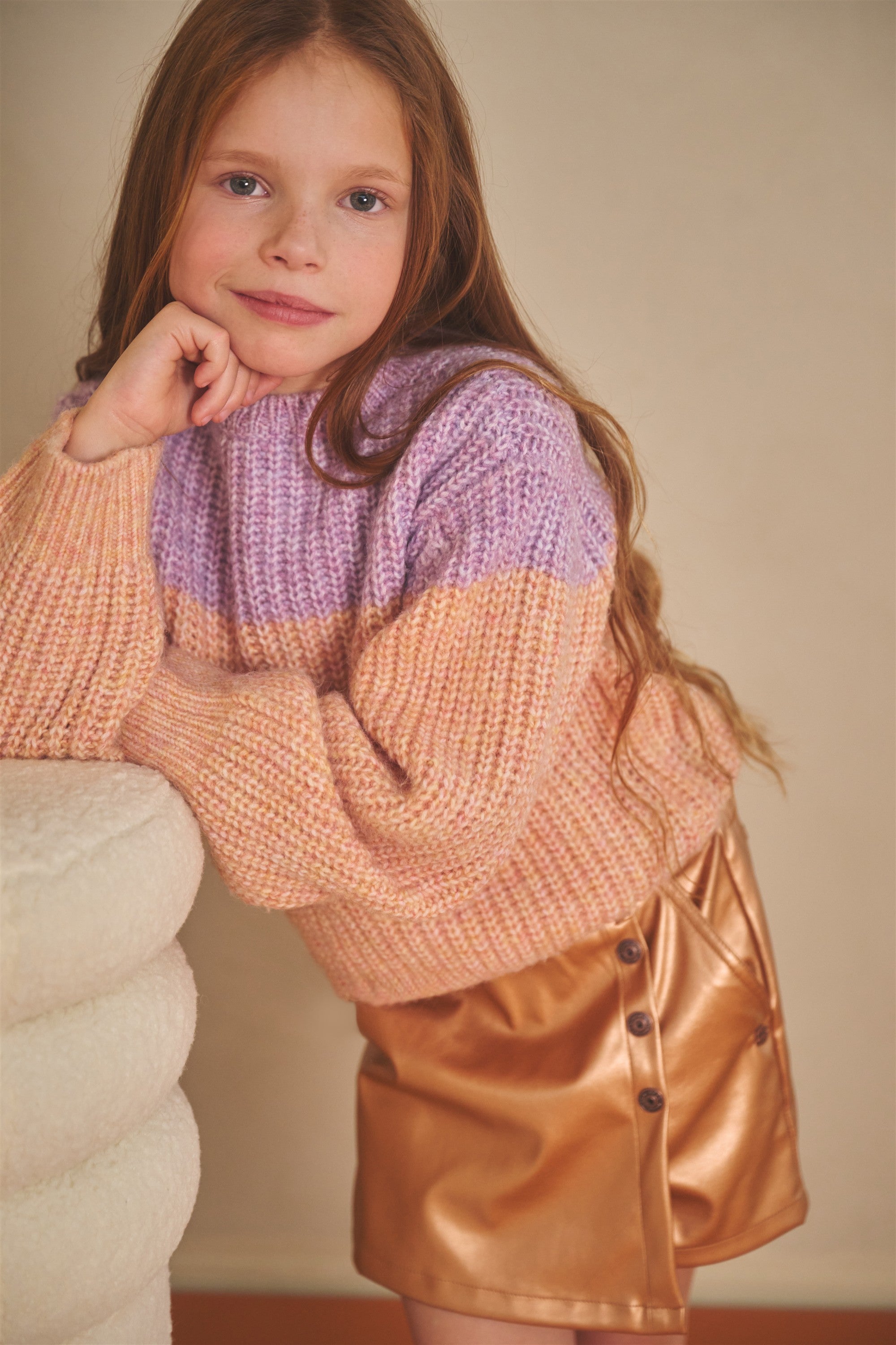 Kem Colorblock Trui Lila/Oranje
