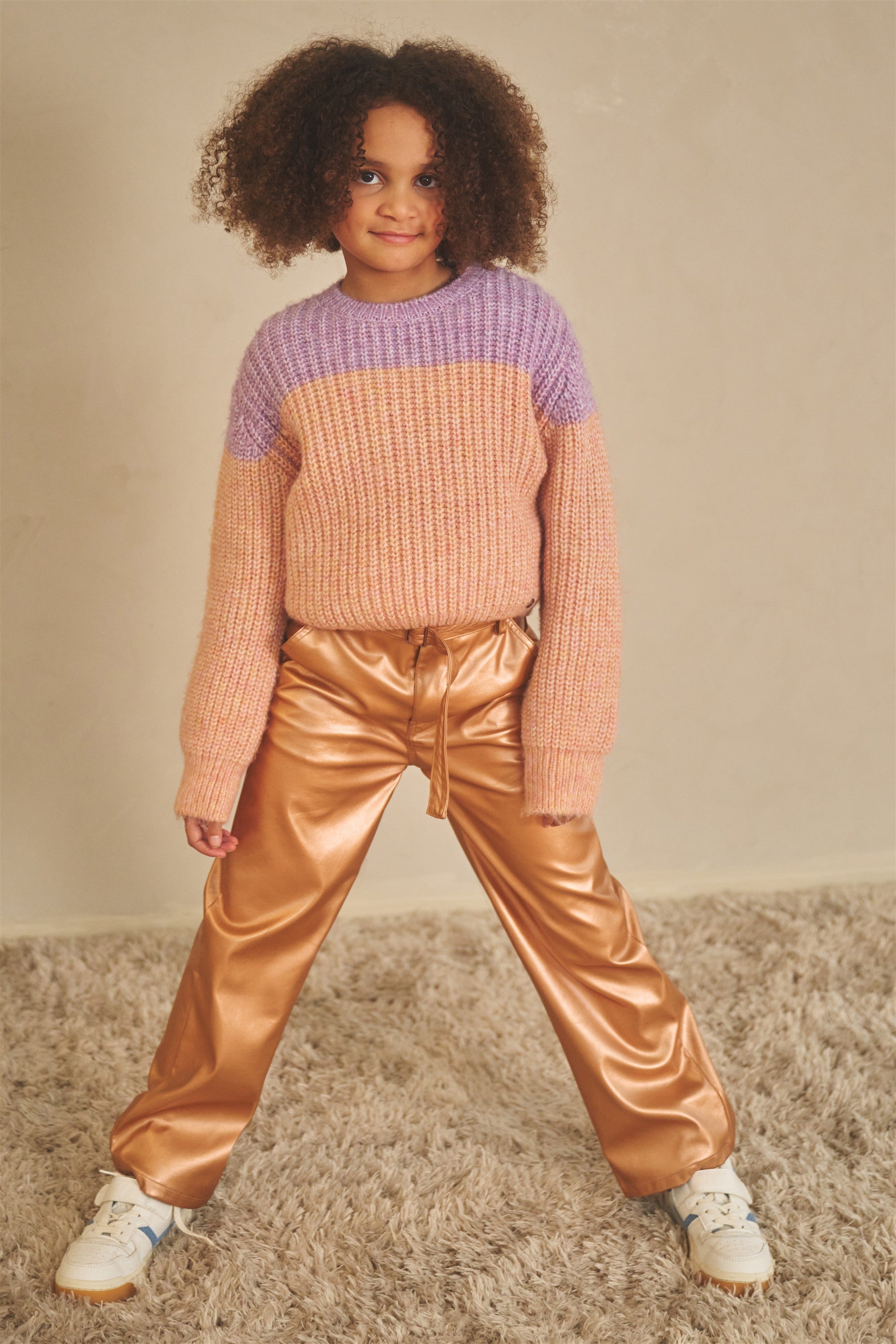 Simona Fake Leather Broek Bronze