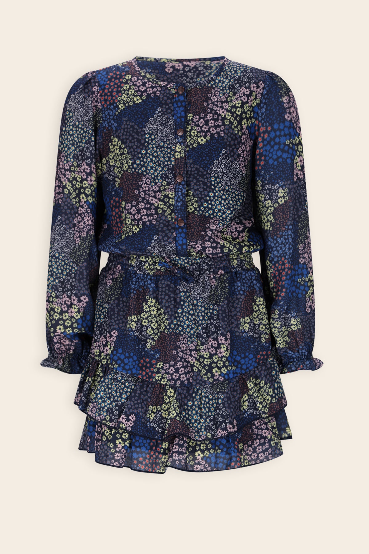 Miggy Bloemen Jurk Donkerblauw