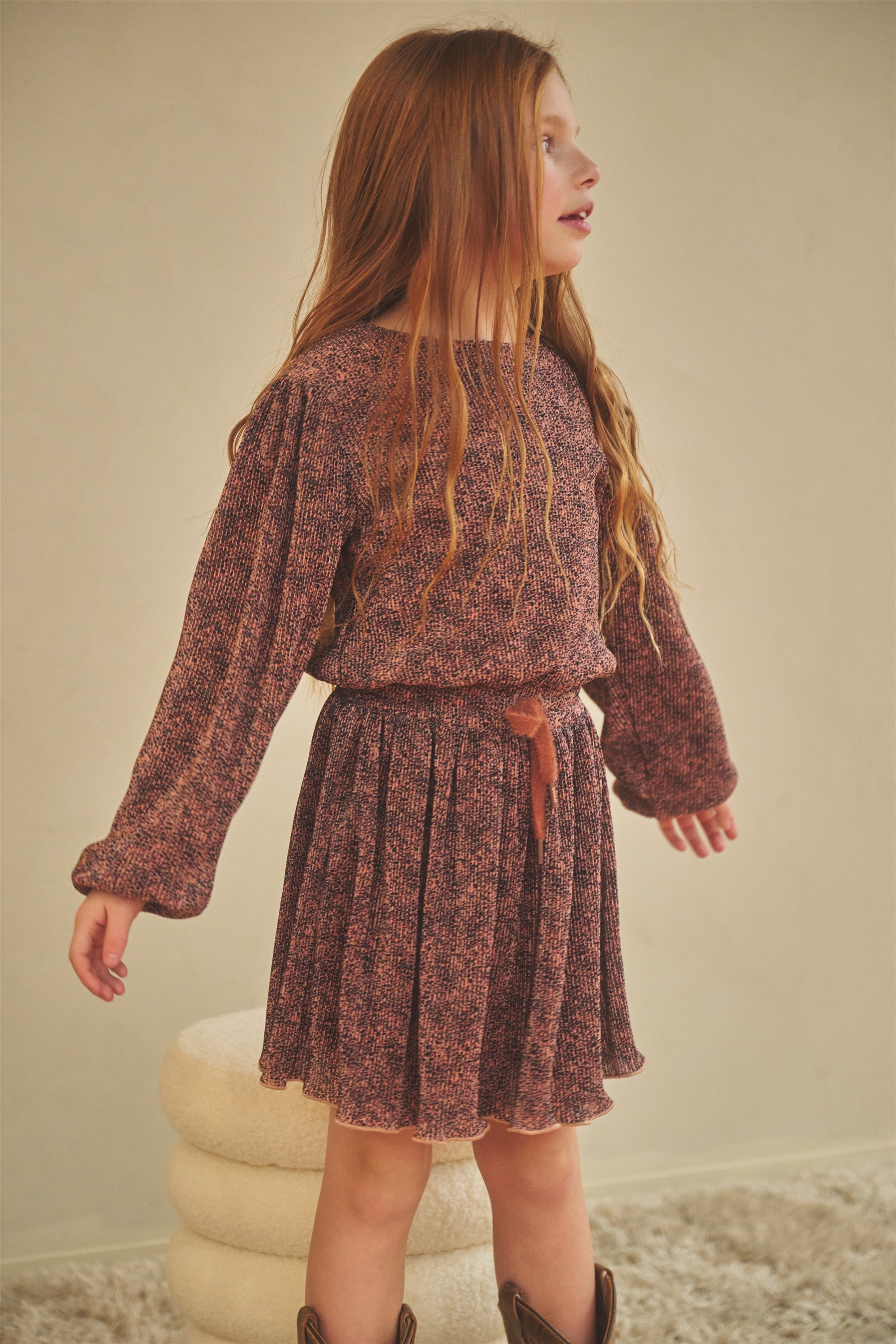 Miron Plissee Jurk Taupe