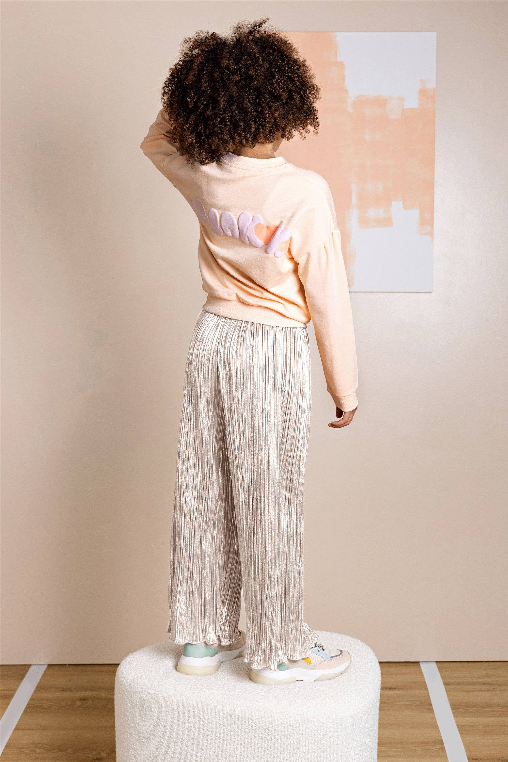 Kamis Sweater met Puffprint Oranje