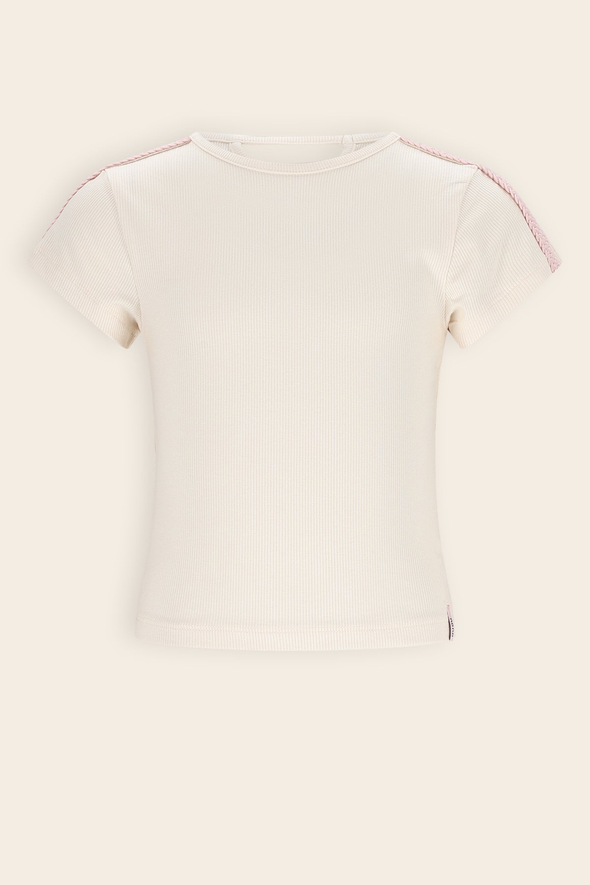 Kris Rib Tshirt Korte Mouw Ivoor