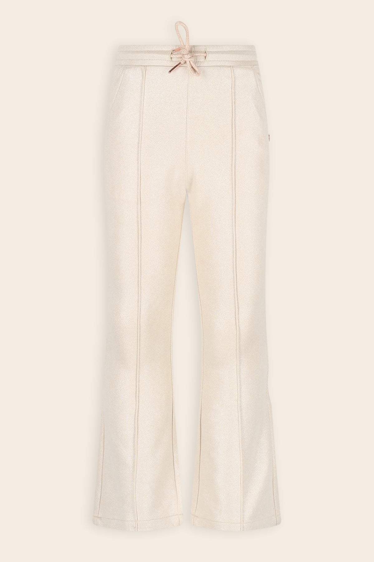 Soy Glans Suede Flared Broek Ivoor