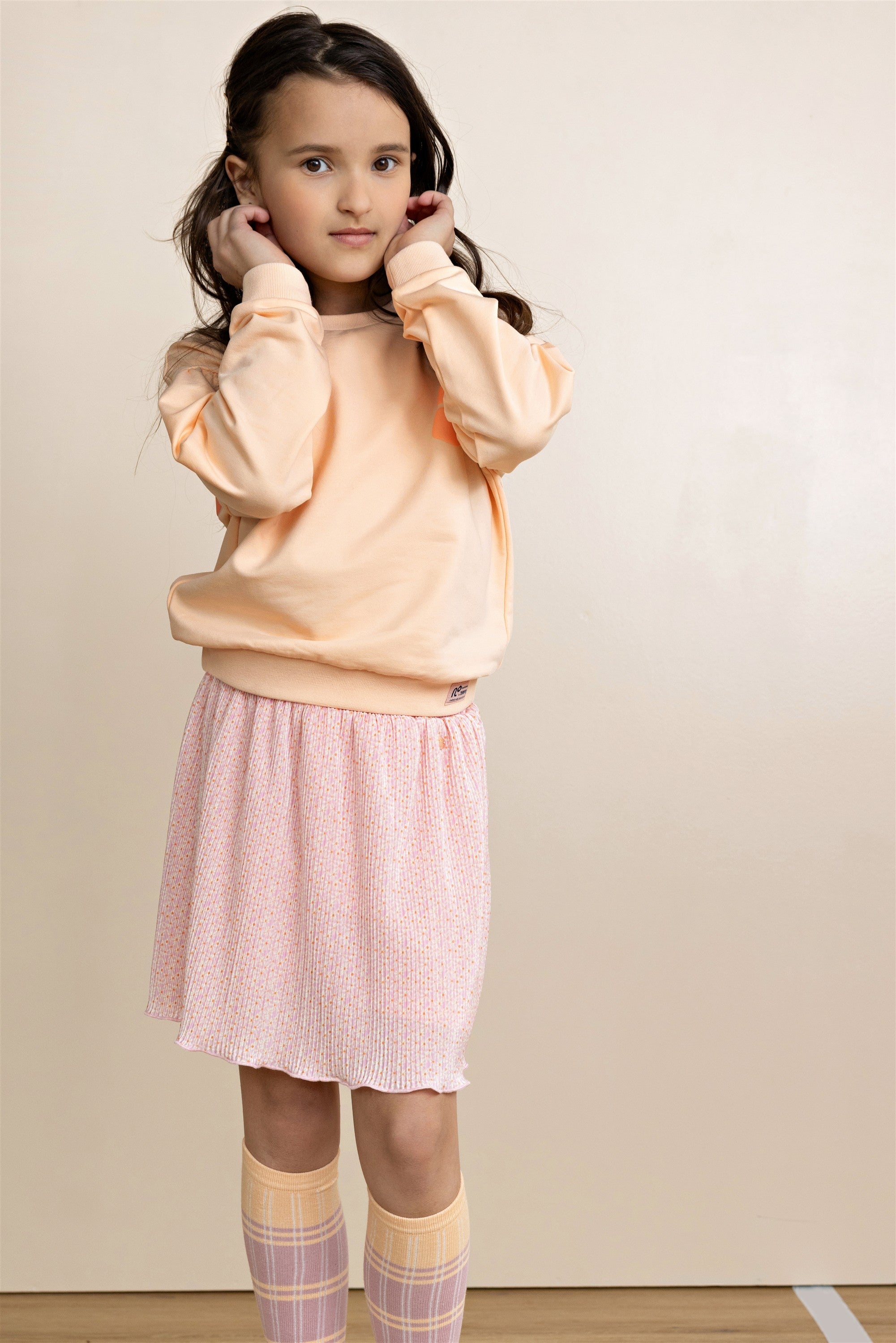 Nele Geprinte Plissee Rok Roze